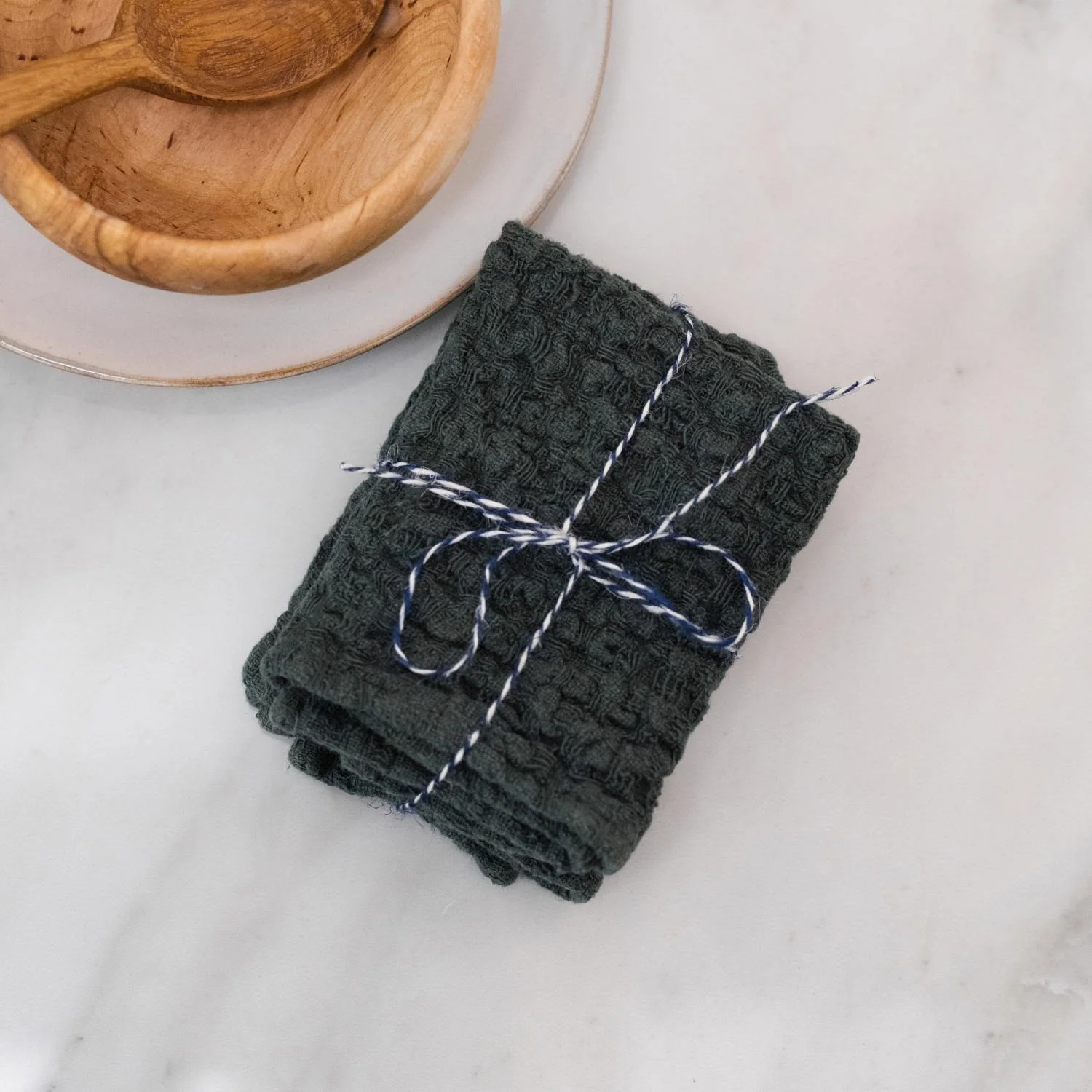 Forest Green Linen Dishcloth Set of 2