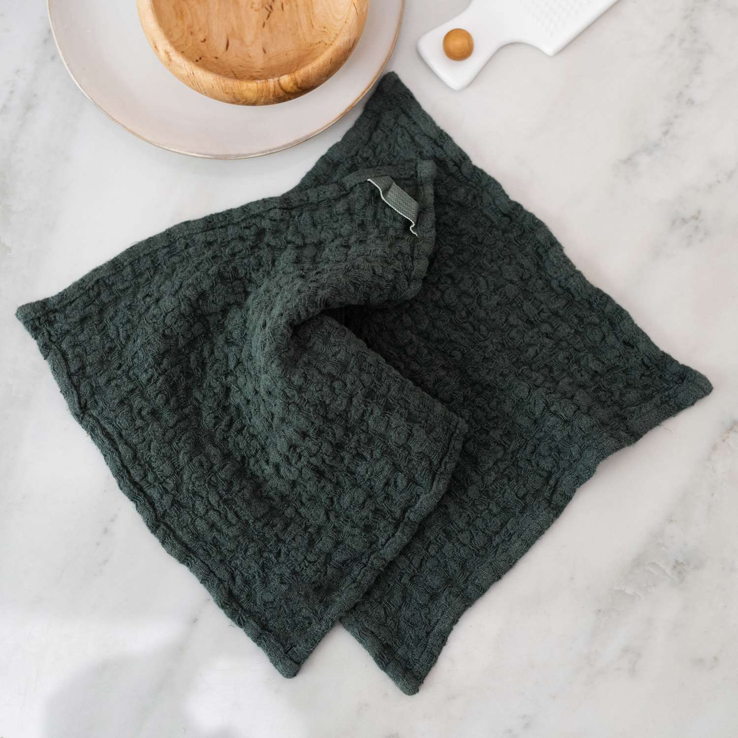 Forest Green Linen Dishcloth Set of 2 - Image 2