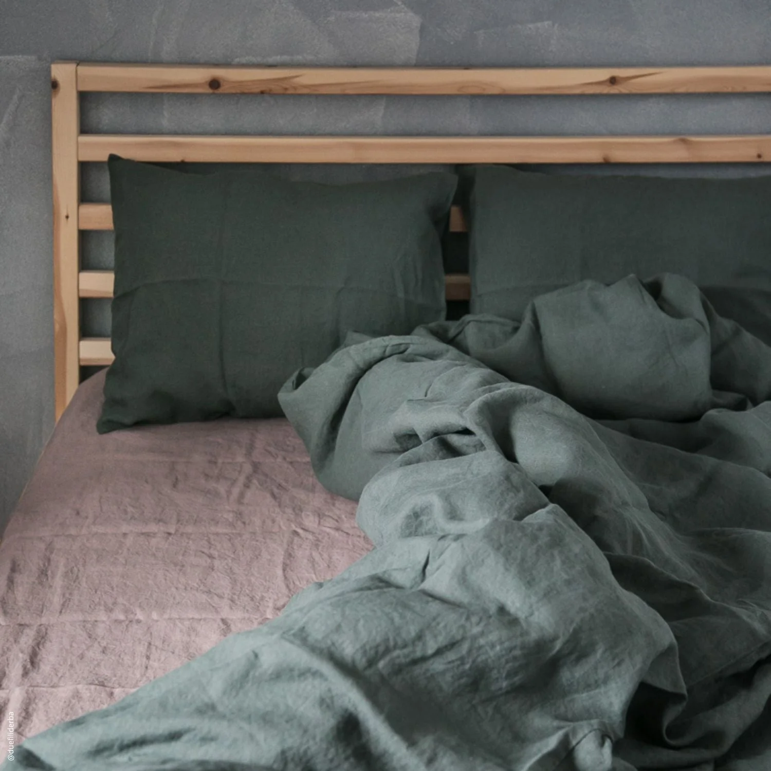 Forest Green Linen Pillowcase - Image 3