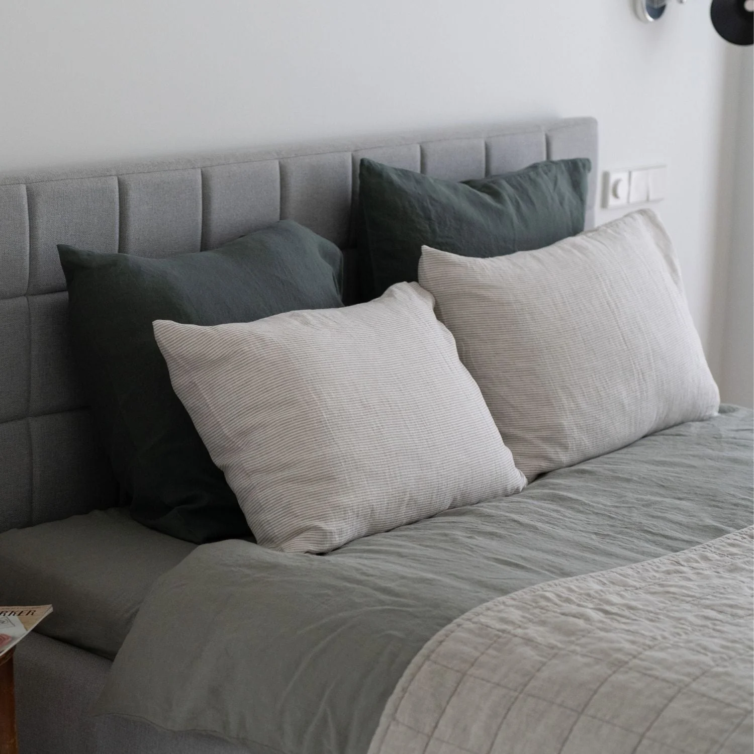 Forest Green Linen Pillowcase - Image 4
