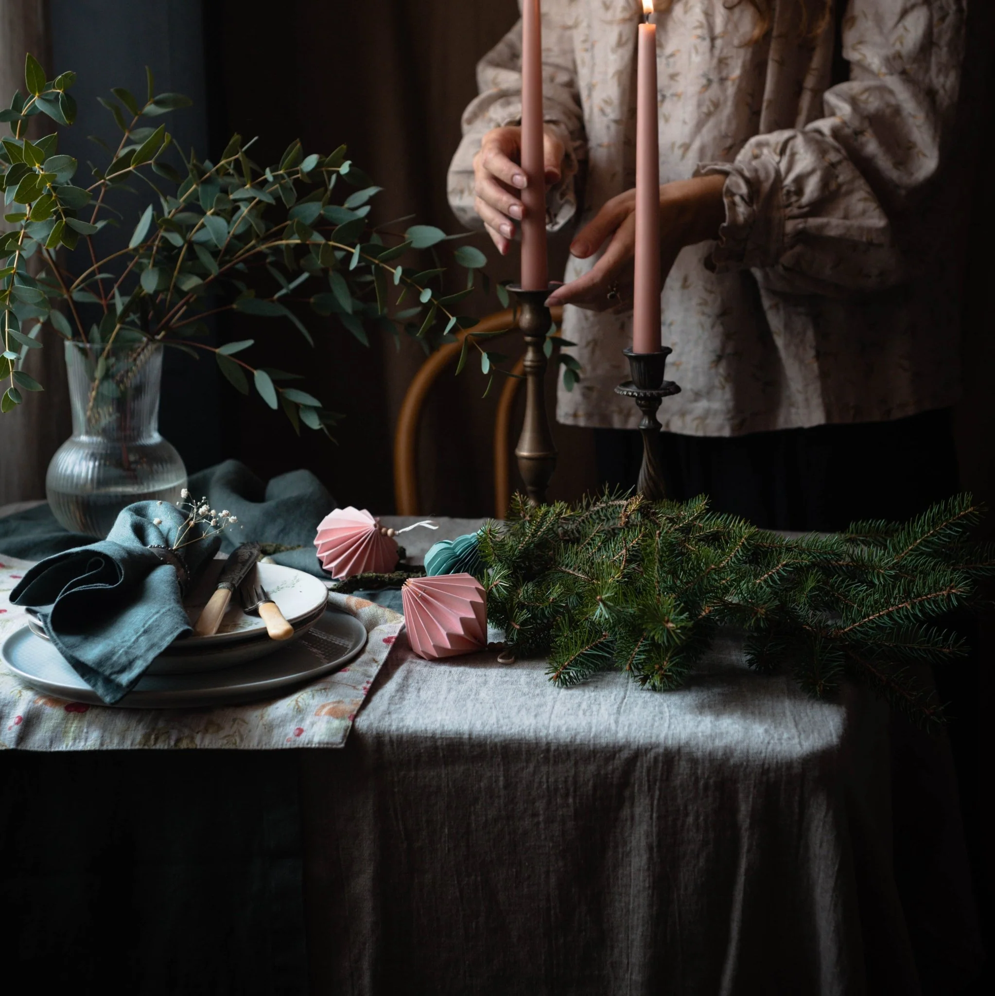 Forest Green Linen Table Runner - Image 2