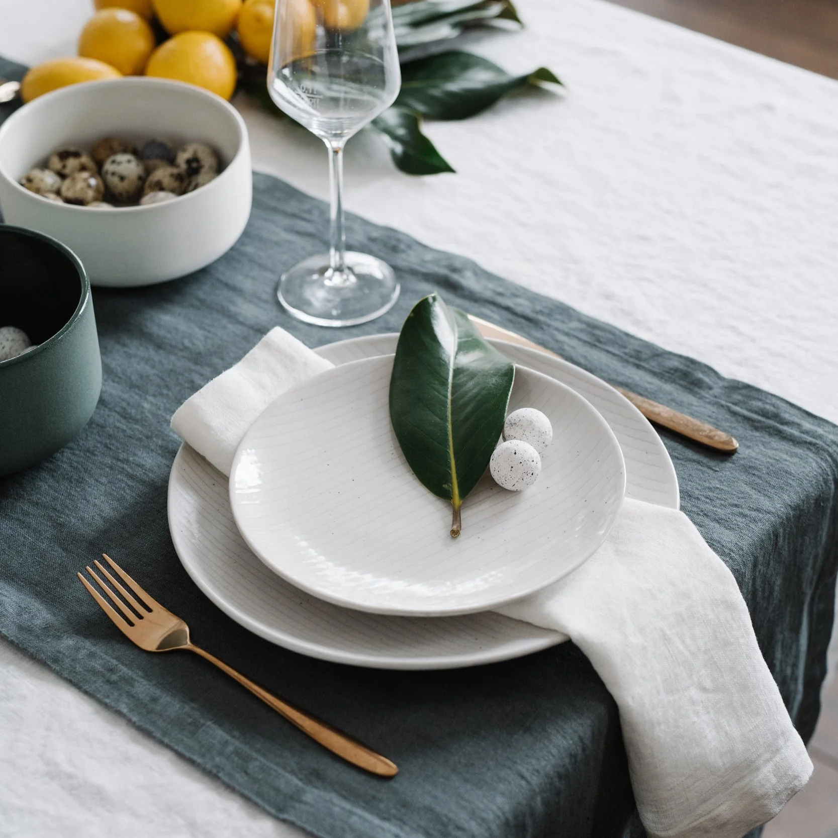 Forest Green Linen Table Runner - Image 4