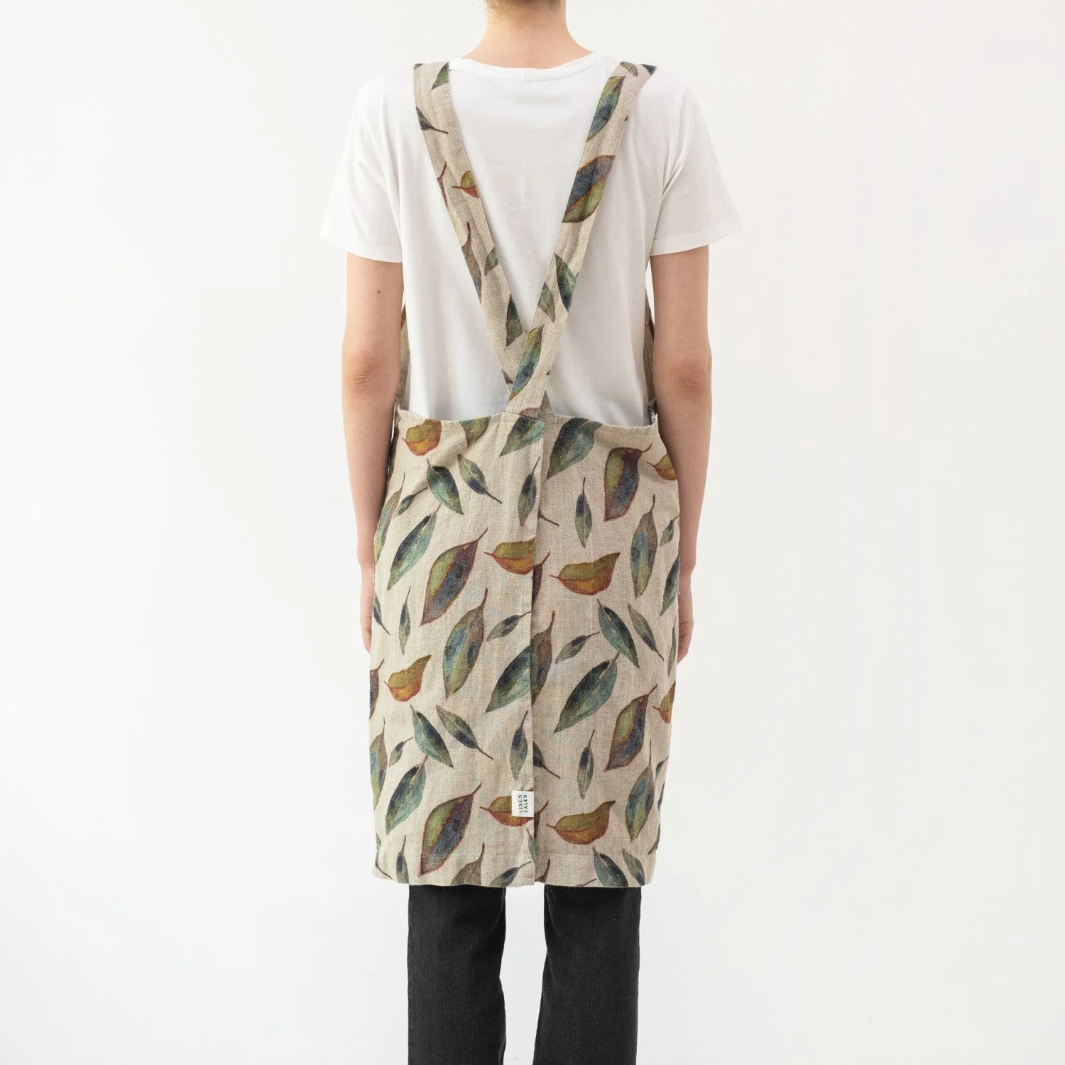 Golden Fall on Natural Linen Crossback Apron - Image 3