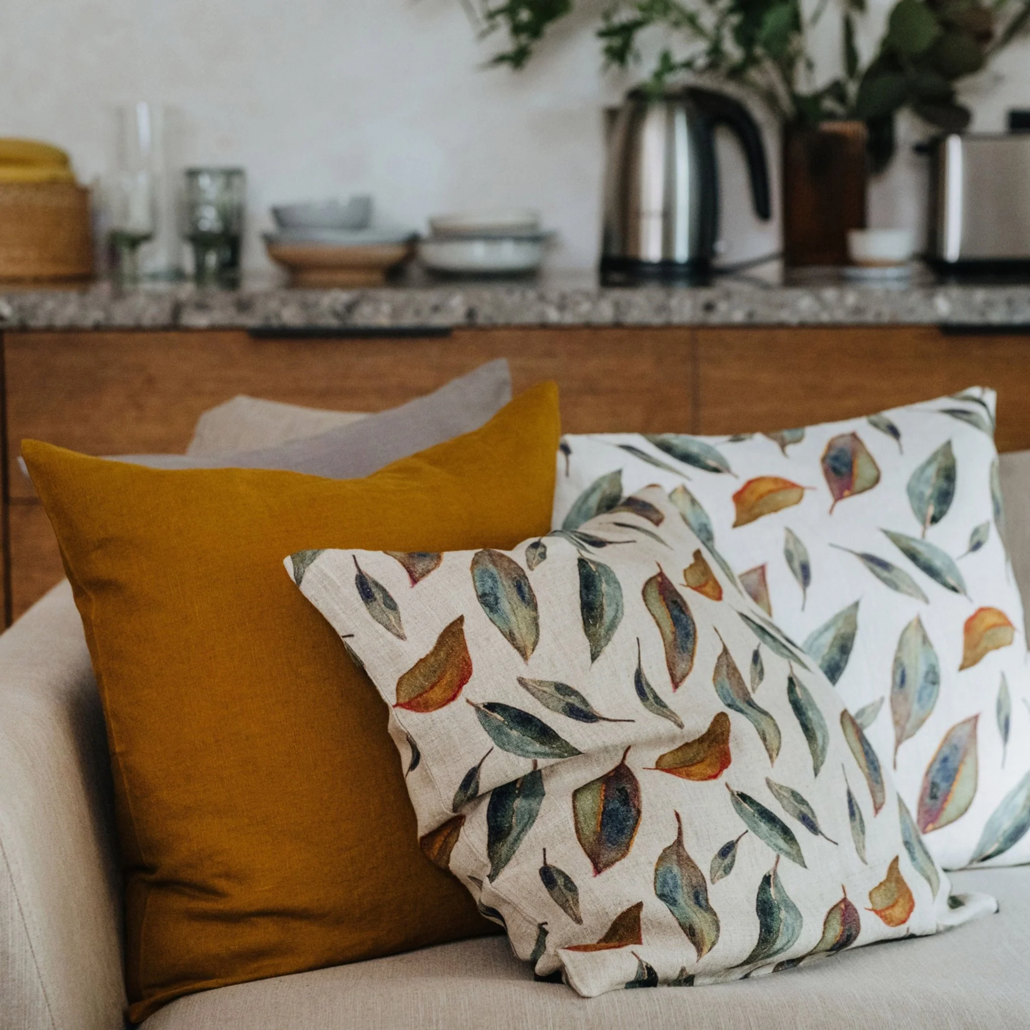 Golden Fall on Natural Linen Cushion Cover - Image 3