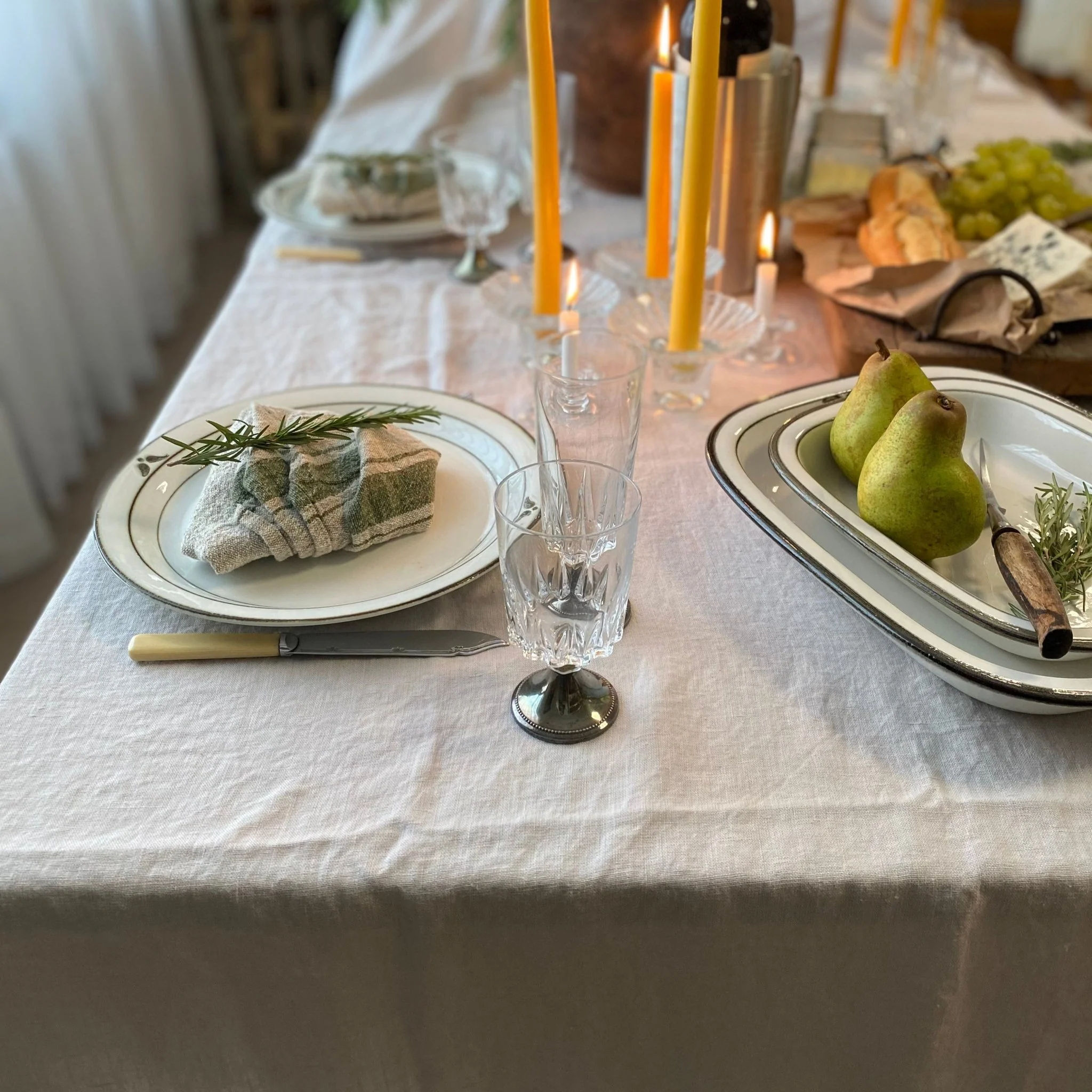 Green Stripe Vintage Linen Napkins Set of 2 - Image 2