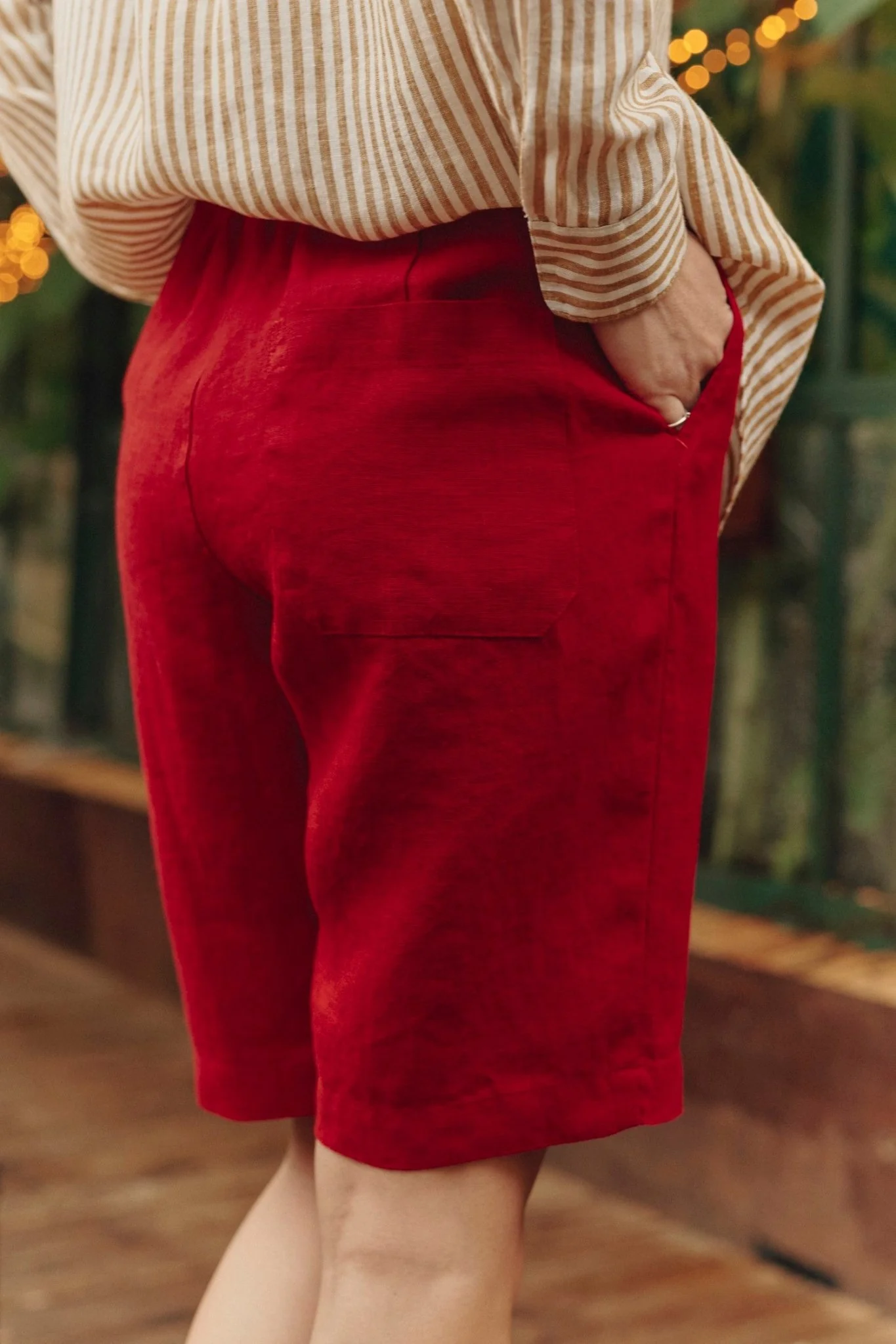 Lava Falls Linen Cumin Shorts - Image 3