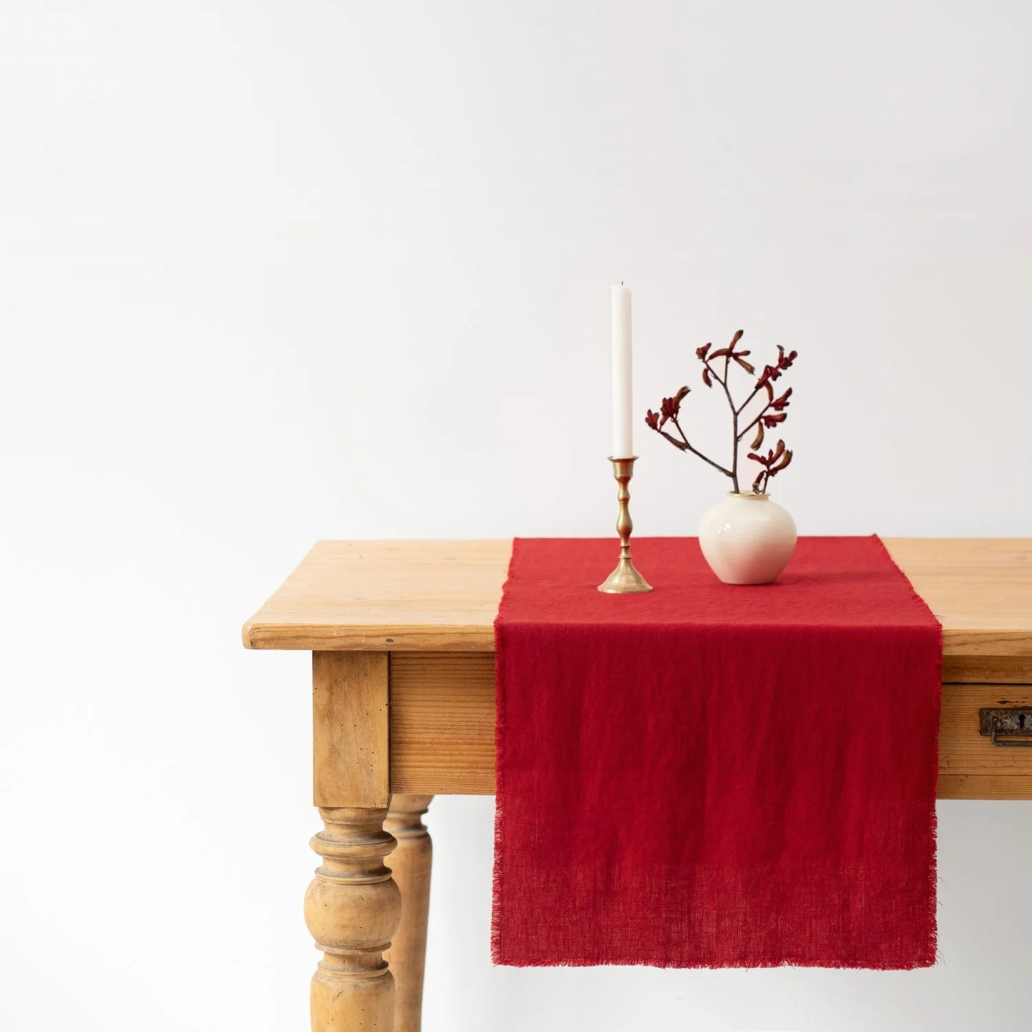 Lava Falls Linen Table Runner with Fringes