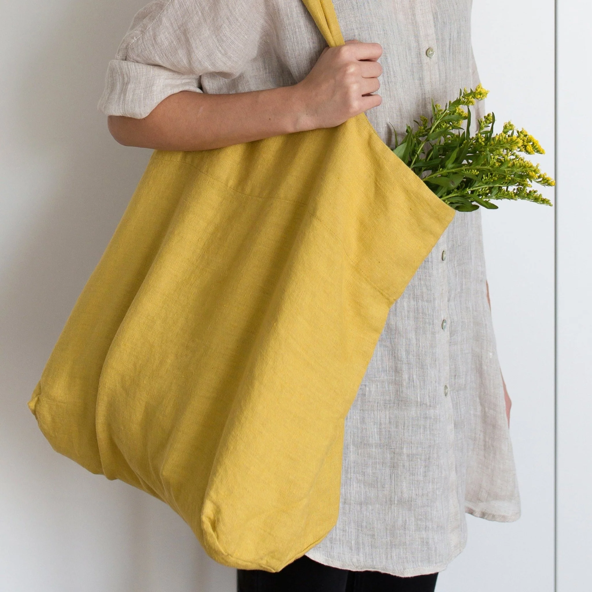 LIMITED EDITION Lemon Curry Linen Big Bag - Image 3