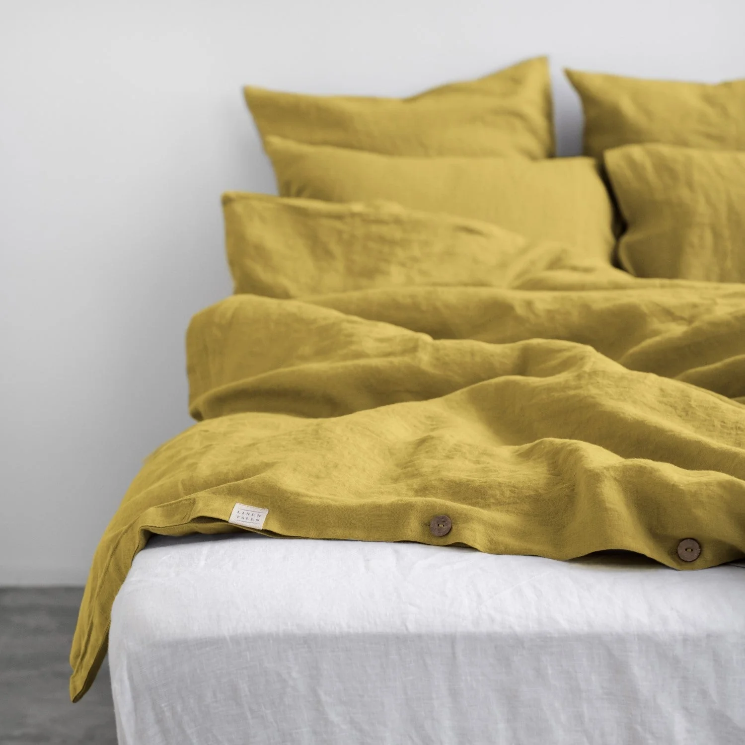 Lemon Curry Linen Duvet Cover Set - Image 2