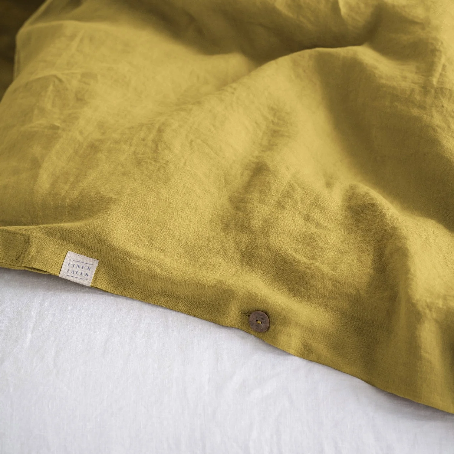 Lemon Curry Linen Duvet Cover Set - Image 4
