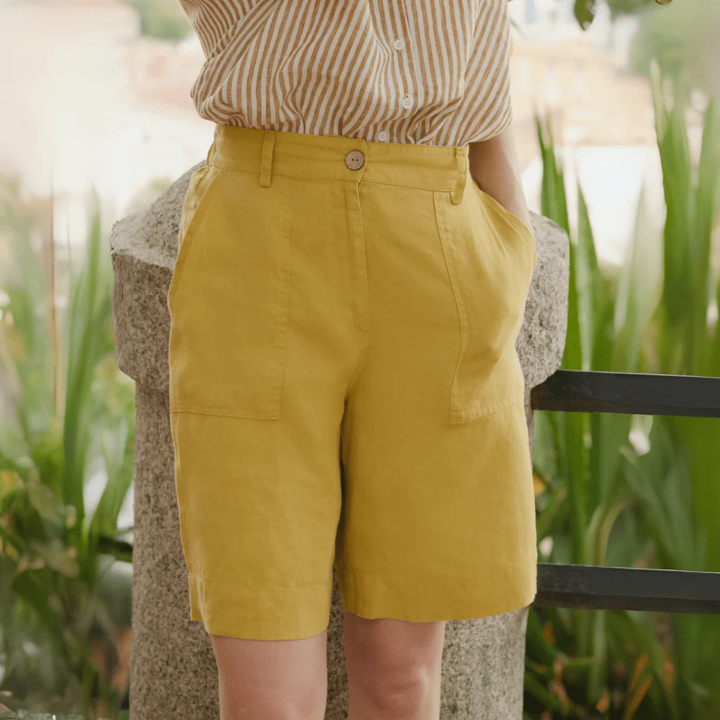 Lemon Curry Linen Etude Shorts