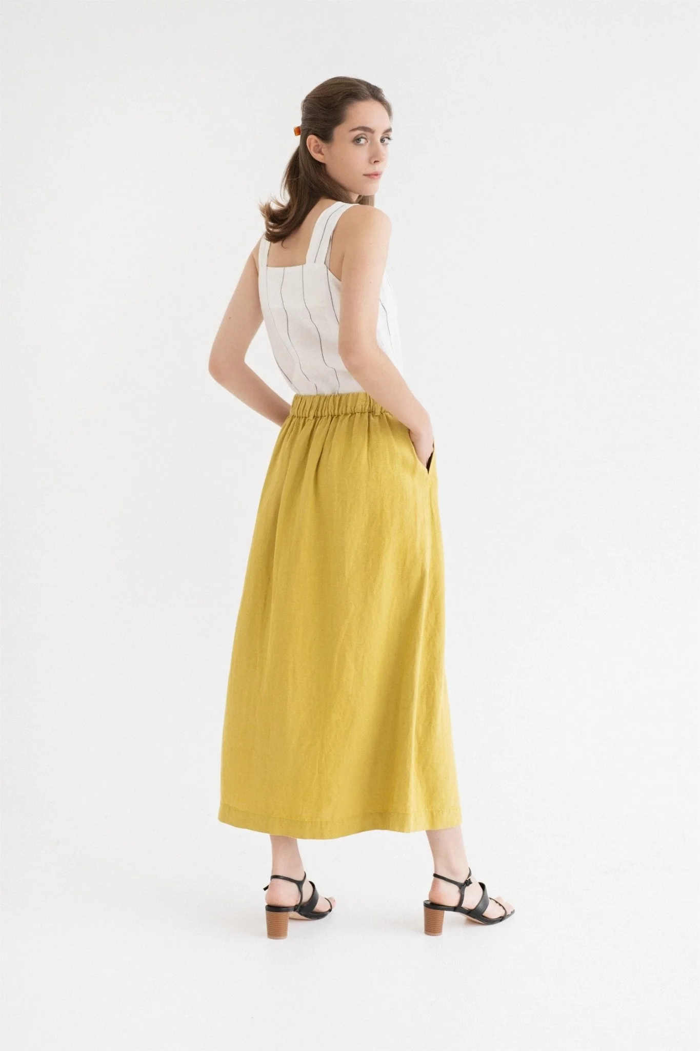 Lemon Curry Linen Gardenia Skirt - Image 2