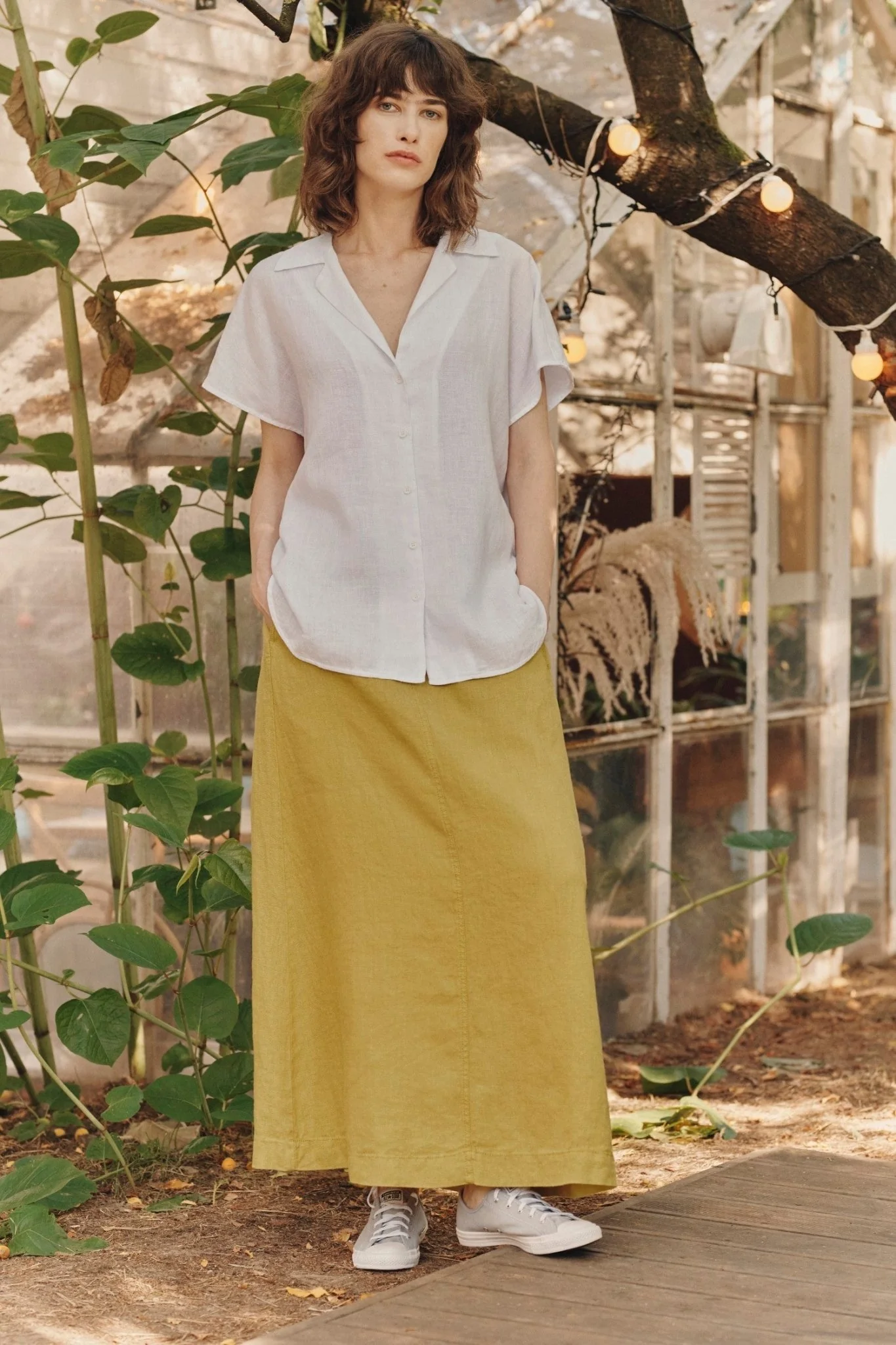 Lemon Curry Linen Gardenia Skirt - Image 3