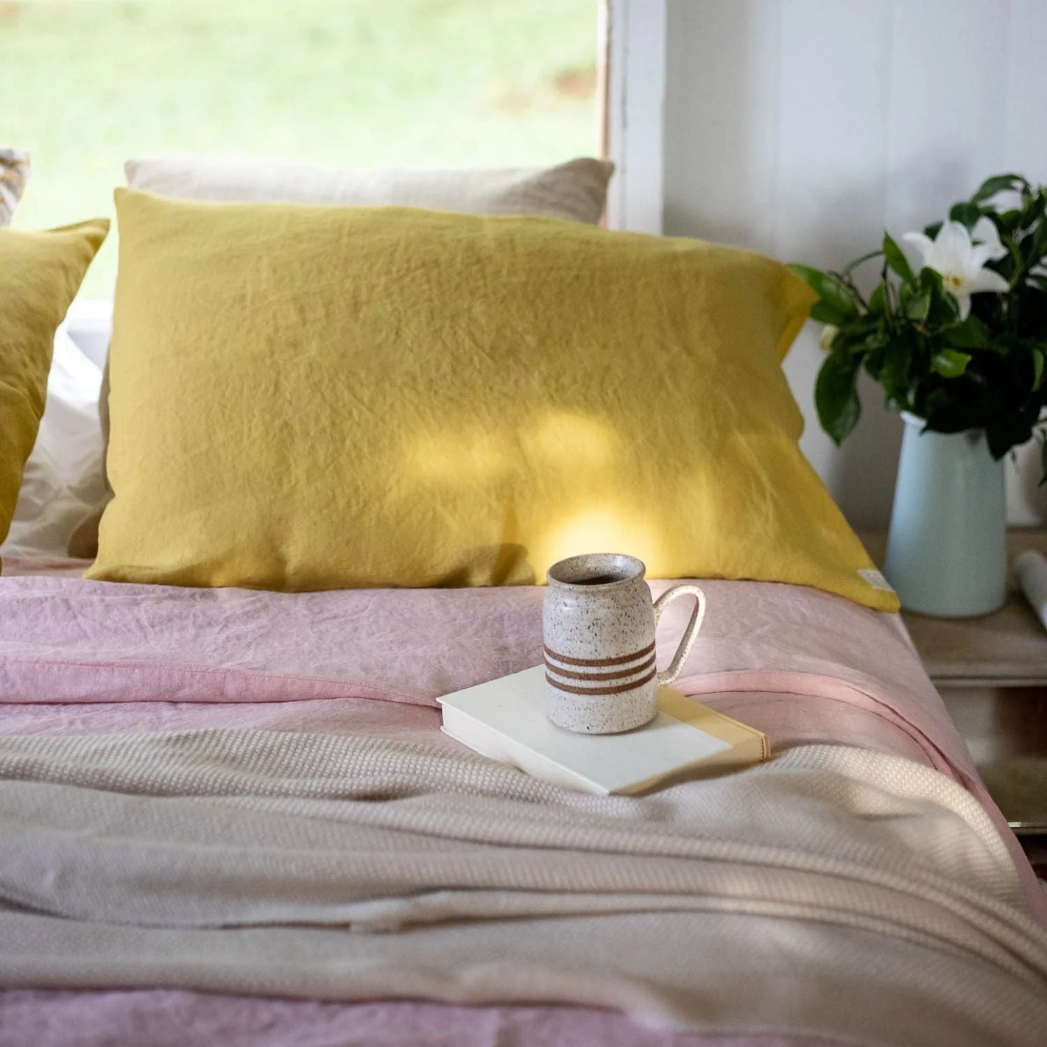 Lemon Curry Linen Pillowcase - Image 3