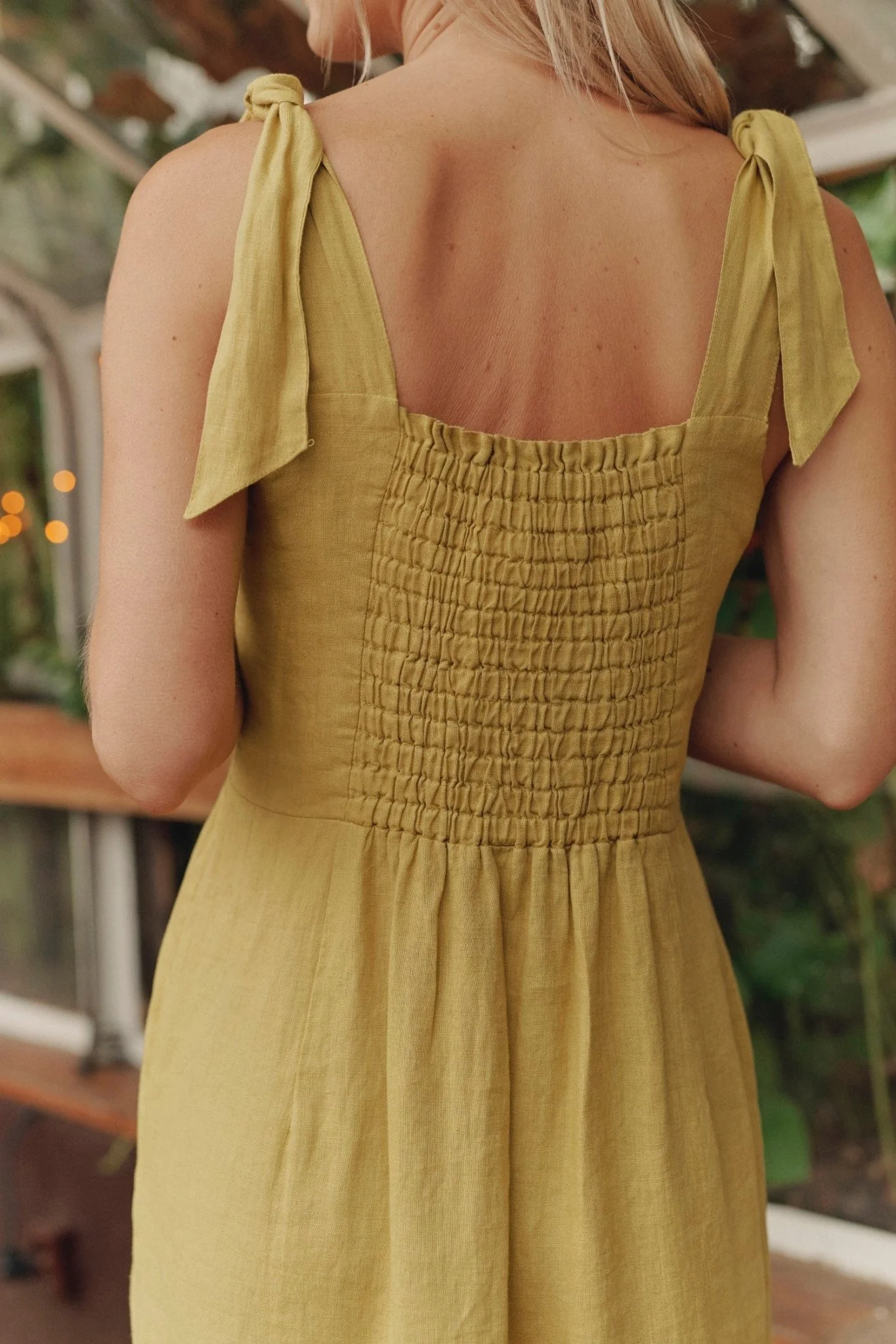 Lemon Curry Linen Rumba Dress - Image 3