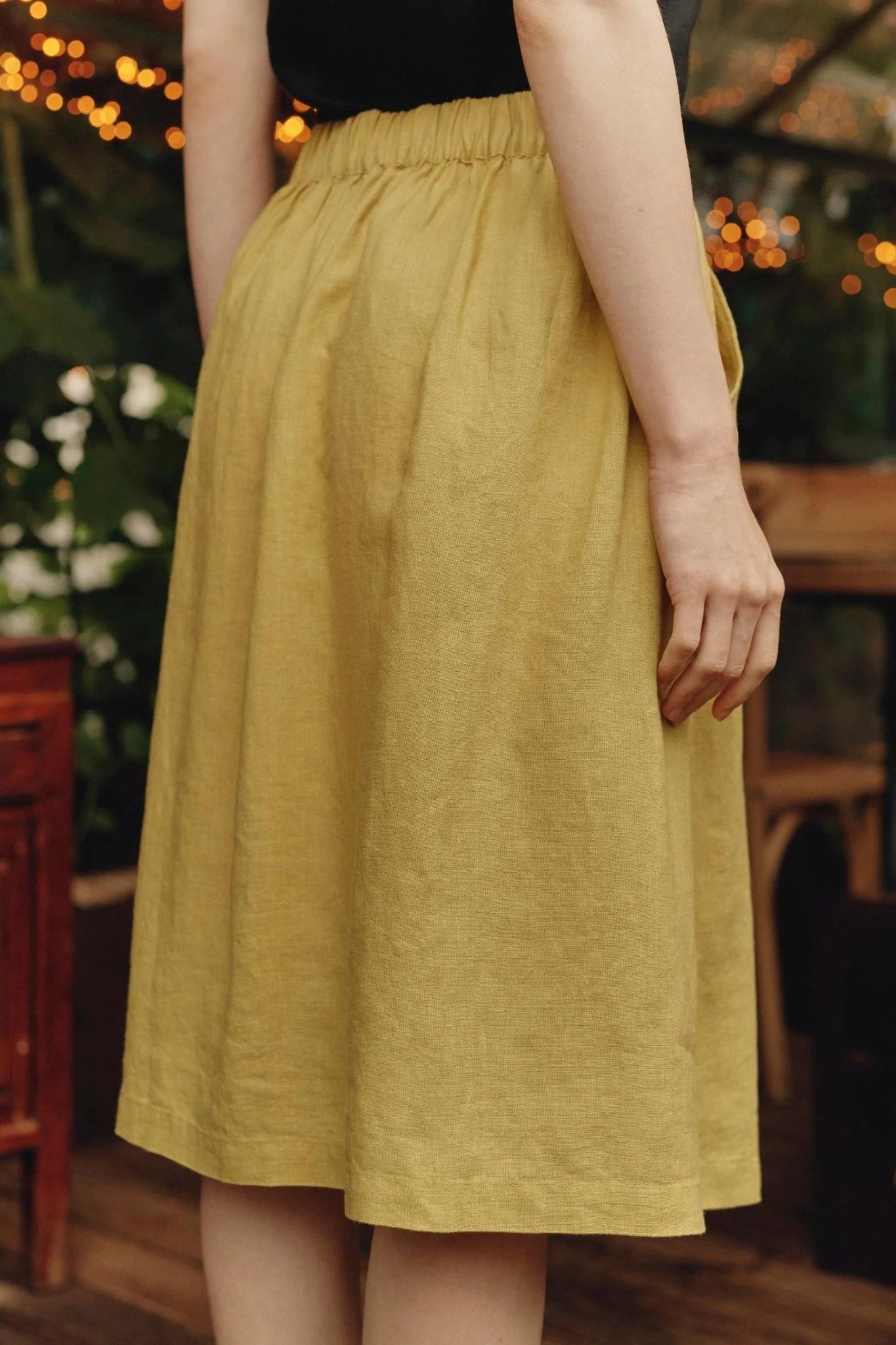 Lemon Curry Linen Tulip Skirt - Image 2