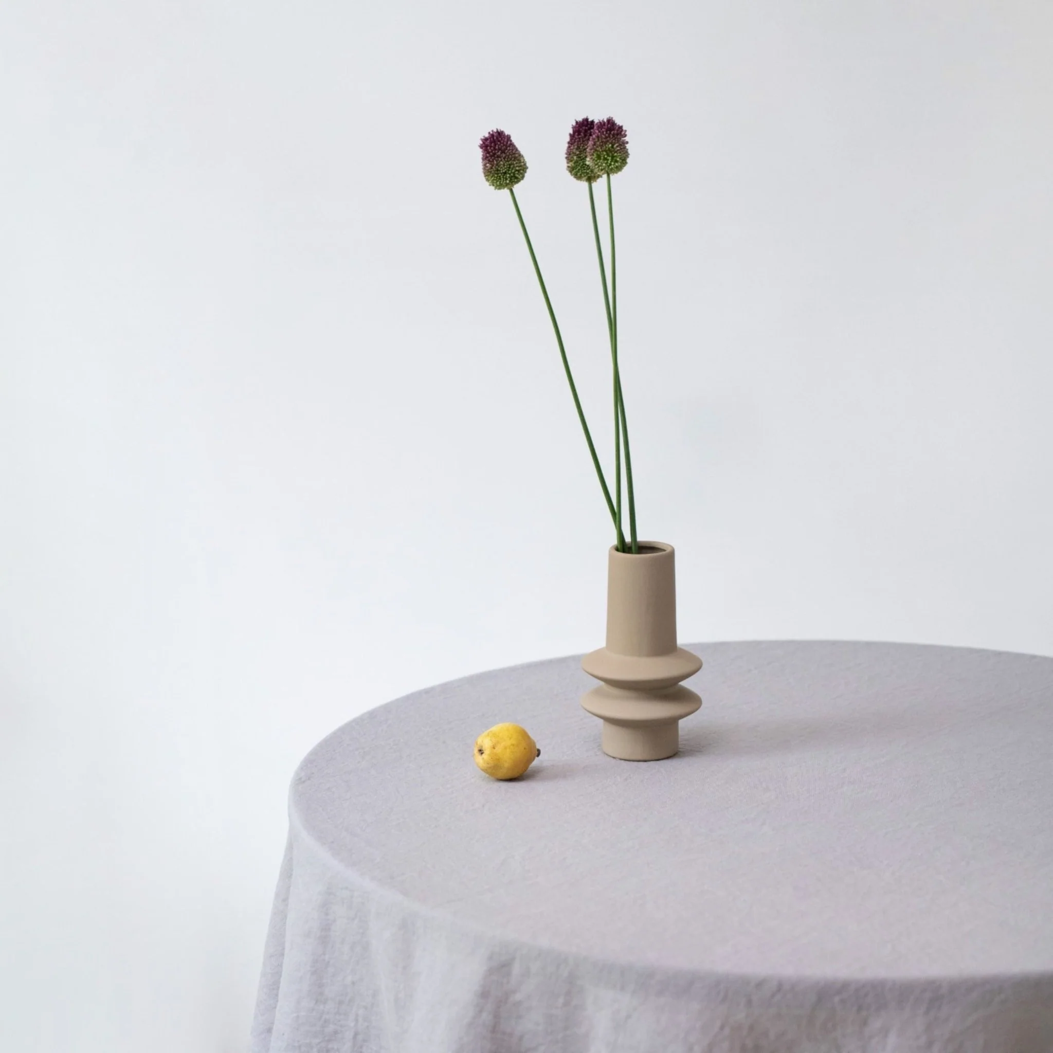 Light Grey Lightweight Linen Round Tablecloth - Image 2