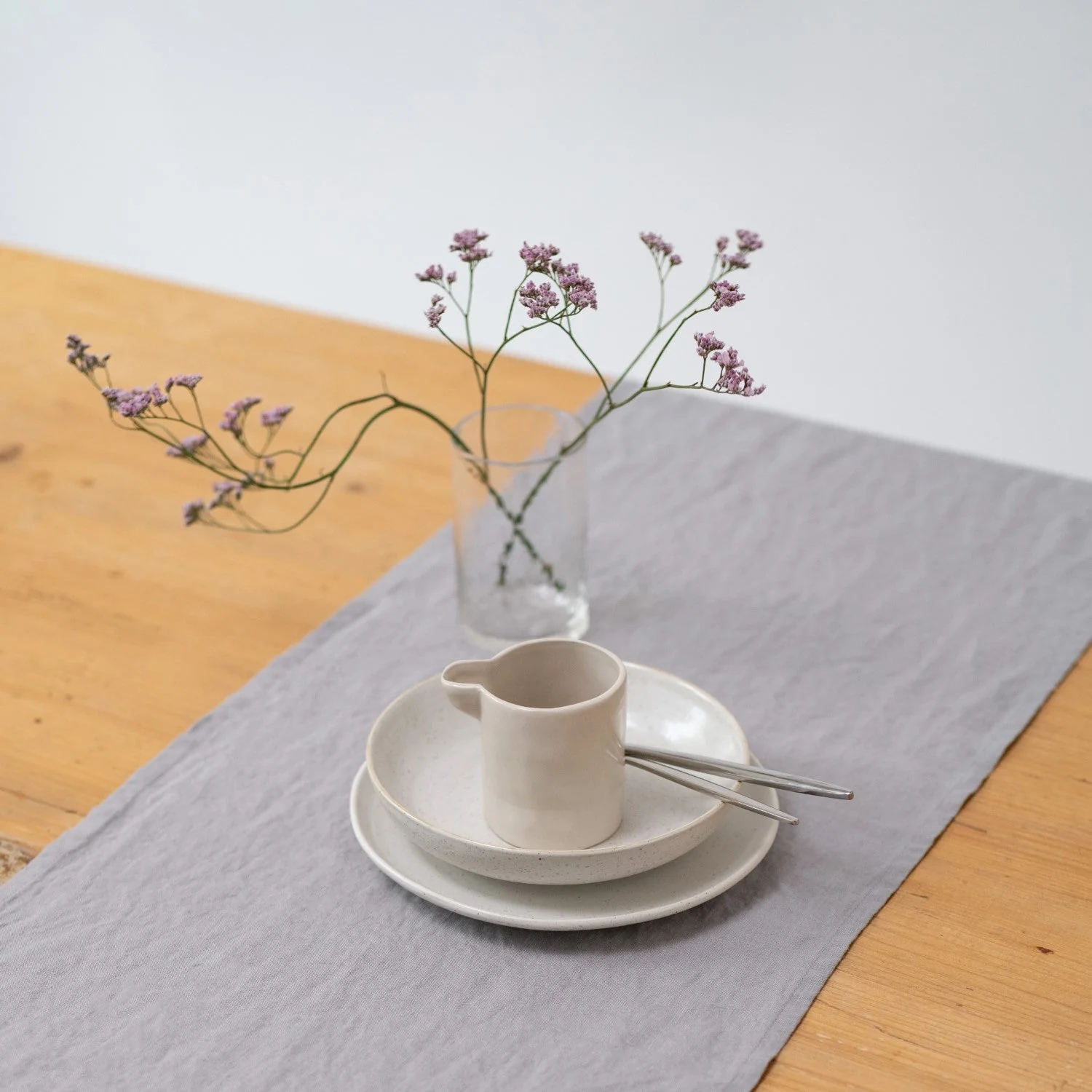 Light Grey Lightweight Linen Table Runner - Image 2