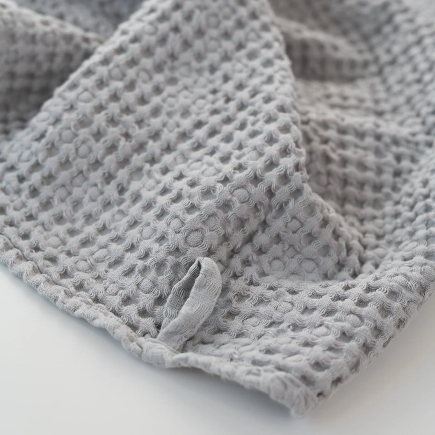 Light Grey Linen & Cotton Honeycomb Waffle Towel - Image 3