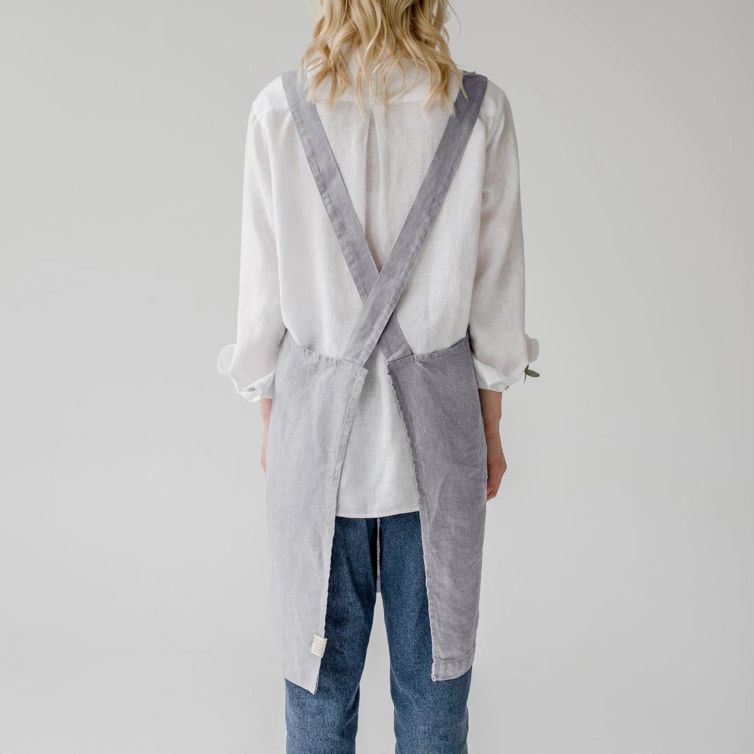 Light Grey Linen Crossback Apron - Image 3