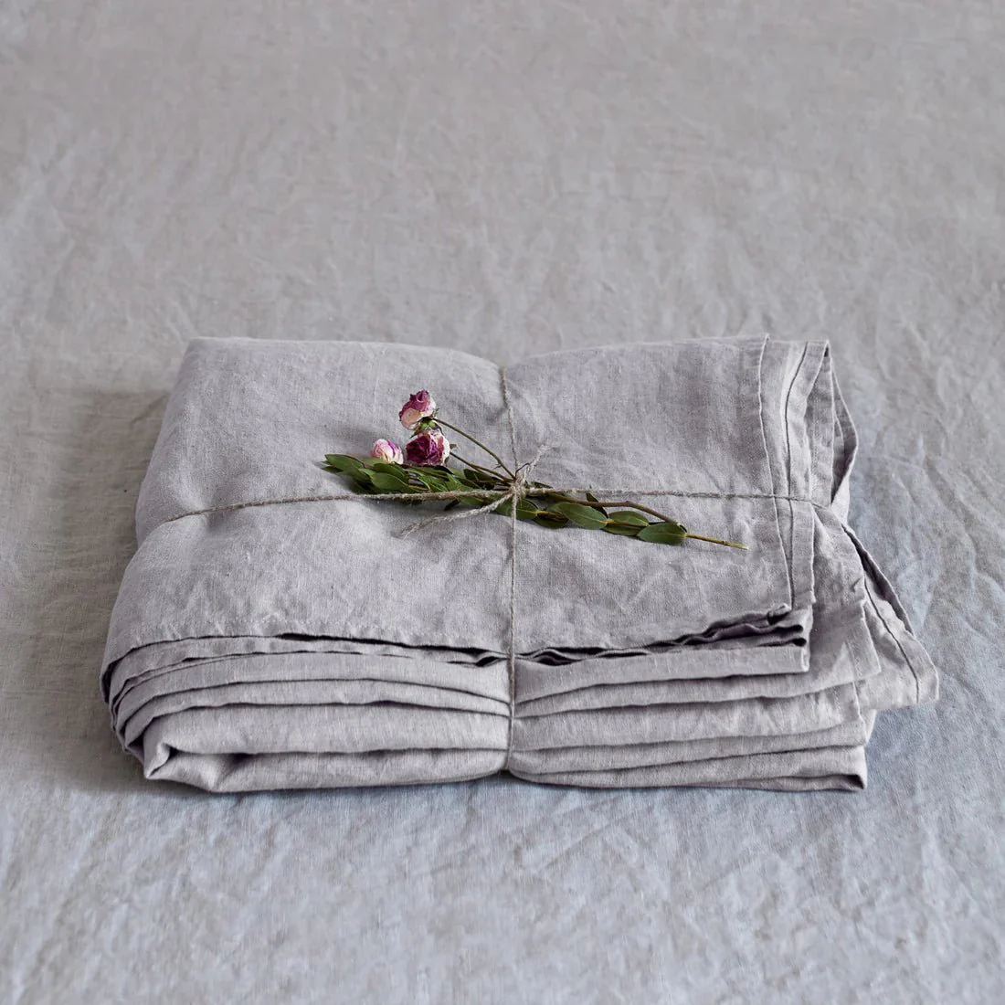 Light Grey Linen Flat Sheet