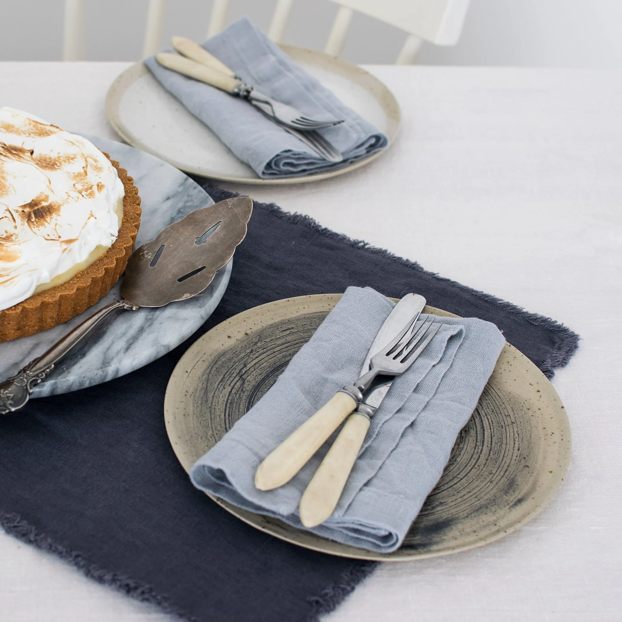 Light Grey Linen Napkins Set of 2 - Image 4
