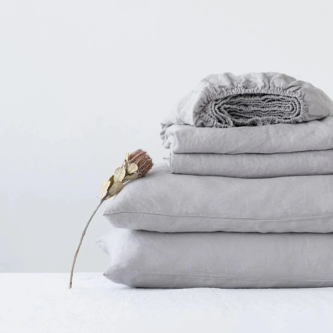 Light Grey Linen Sheet Set