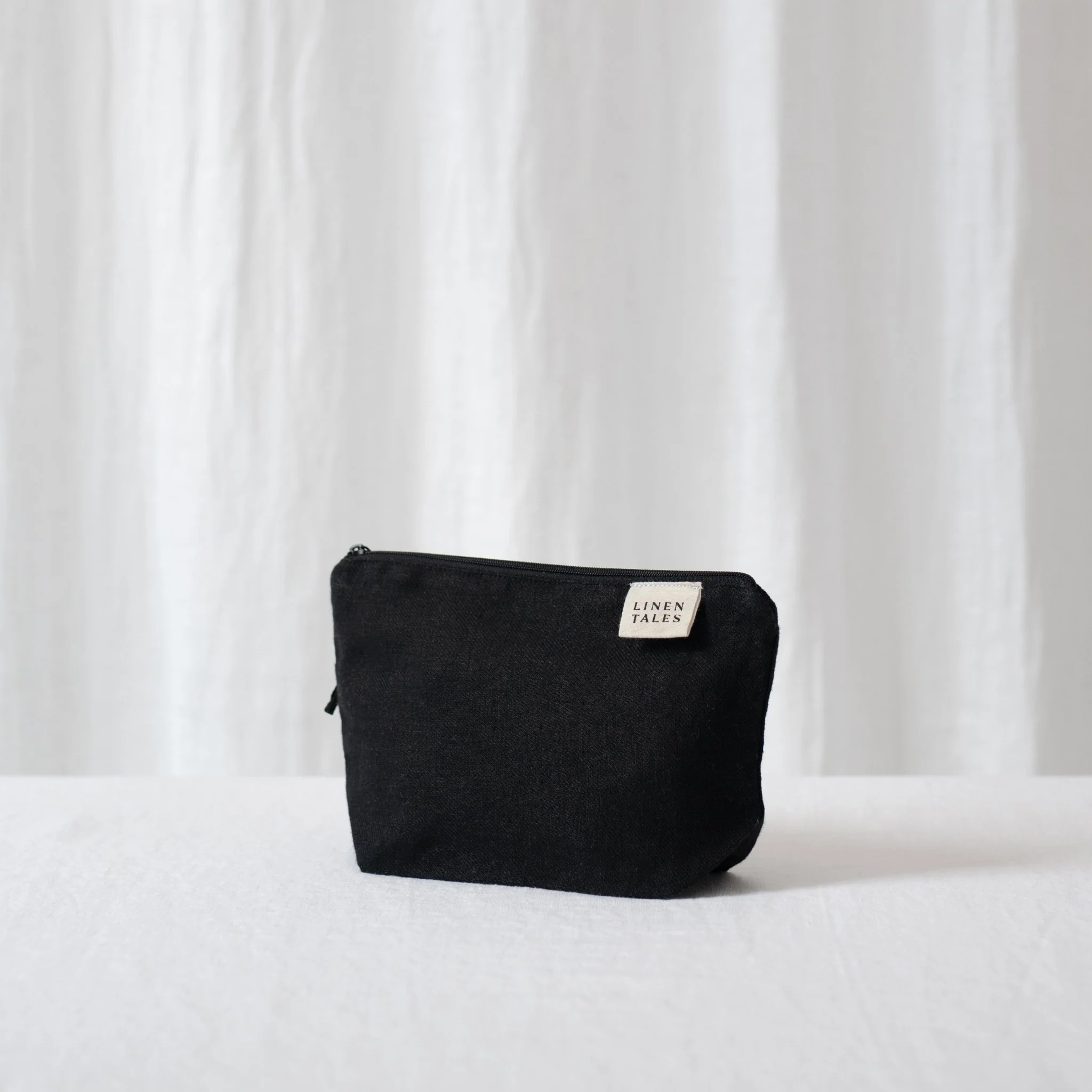 LIMITED EDITION Linen Tales Black Twill Linen Makeup Pouch