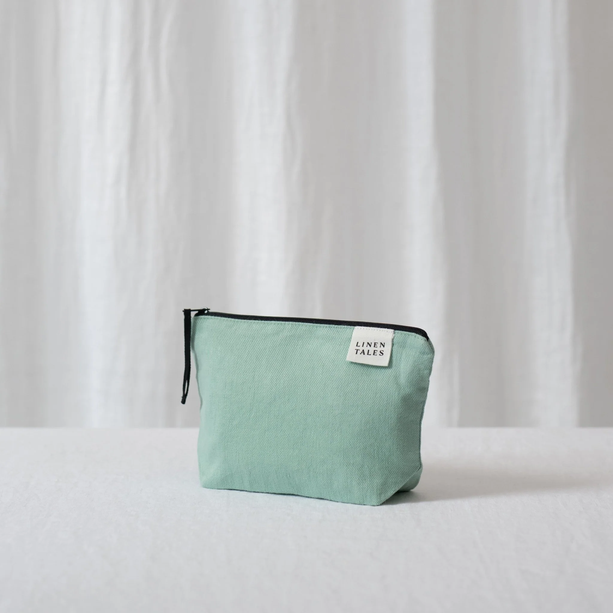 LIMITED EDITION Linen Tales Lichen Twill Linen Makeup Pouch