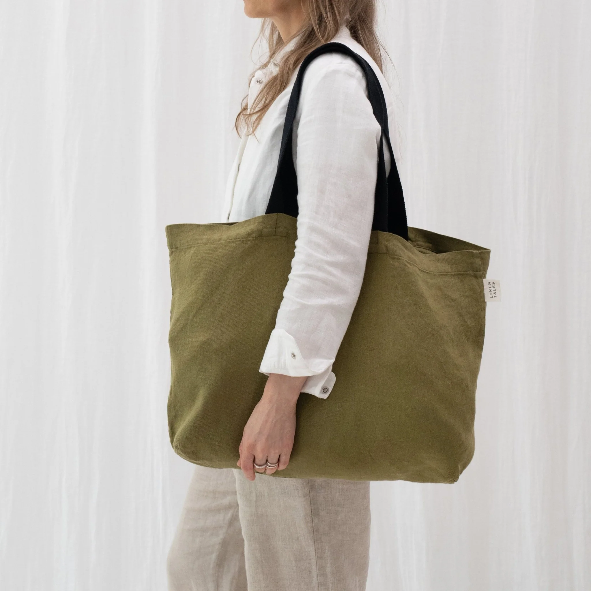 LIMITED EDITION Linen Tales Moss Twill Linen Shoulder Bag