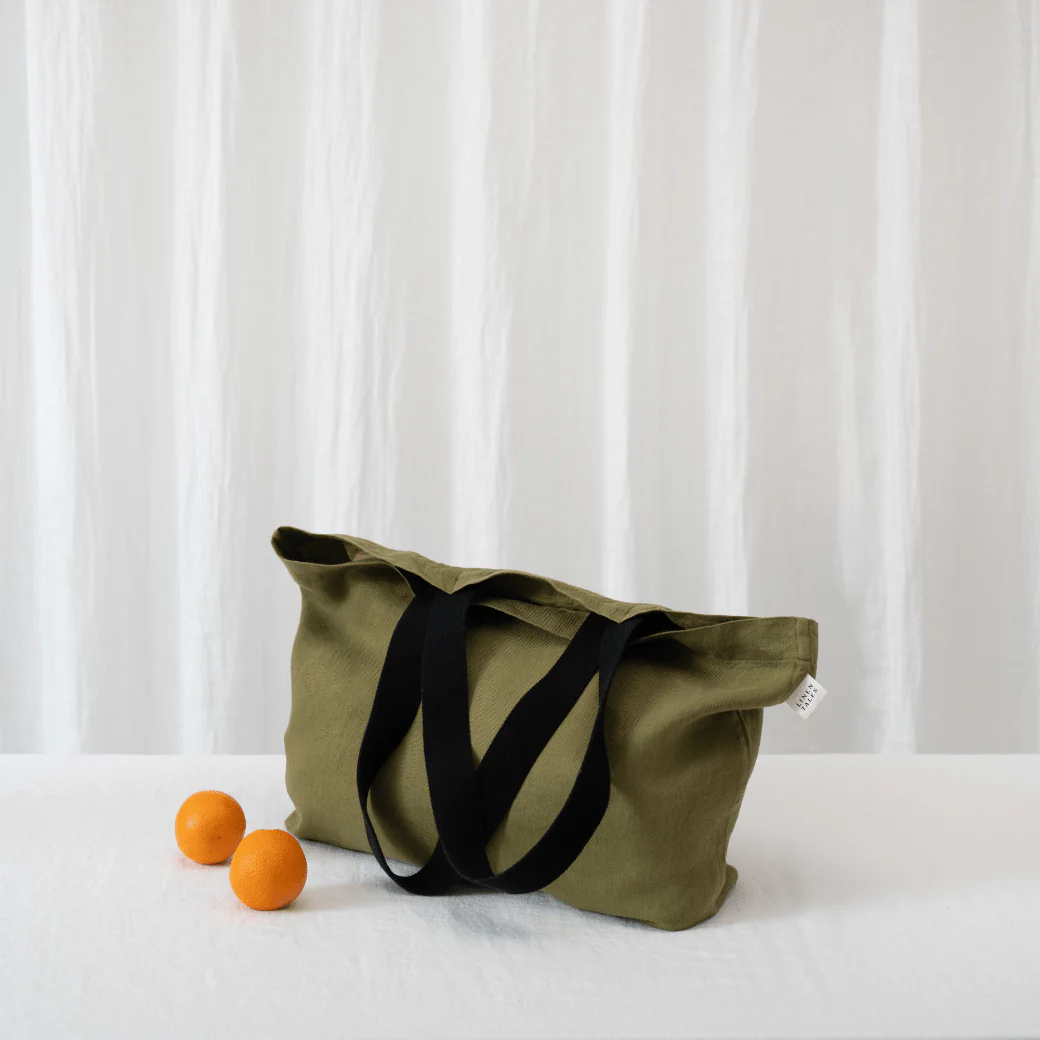LIMITED EDITION Linen Tales Moss Twill Linen Shoulder Bag - Image 2