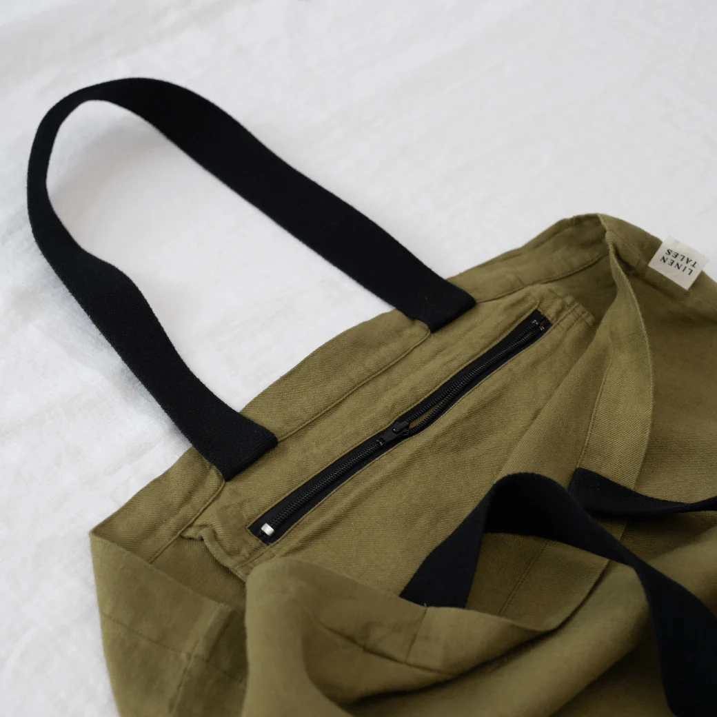 LIMITED EDITION Linen Tales Moss Twill Linen Shoulder Bag - Image 3