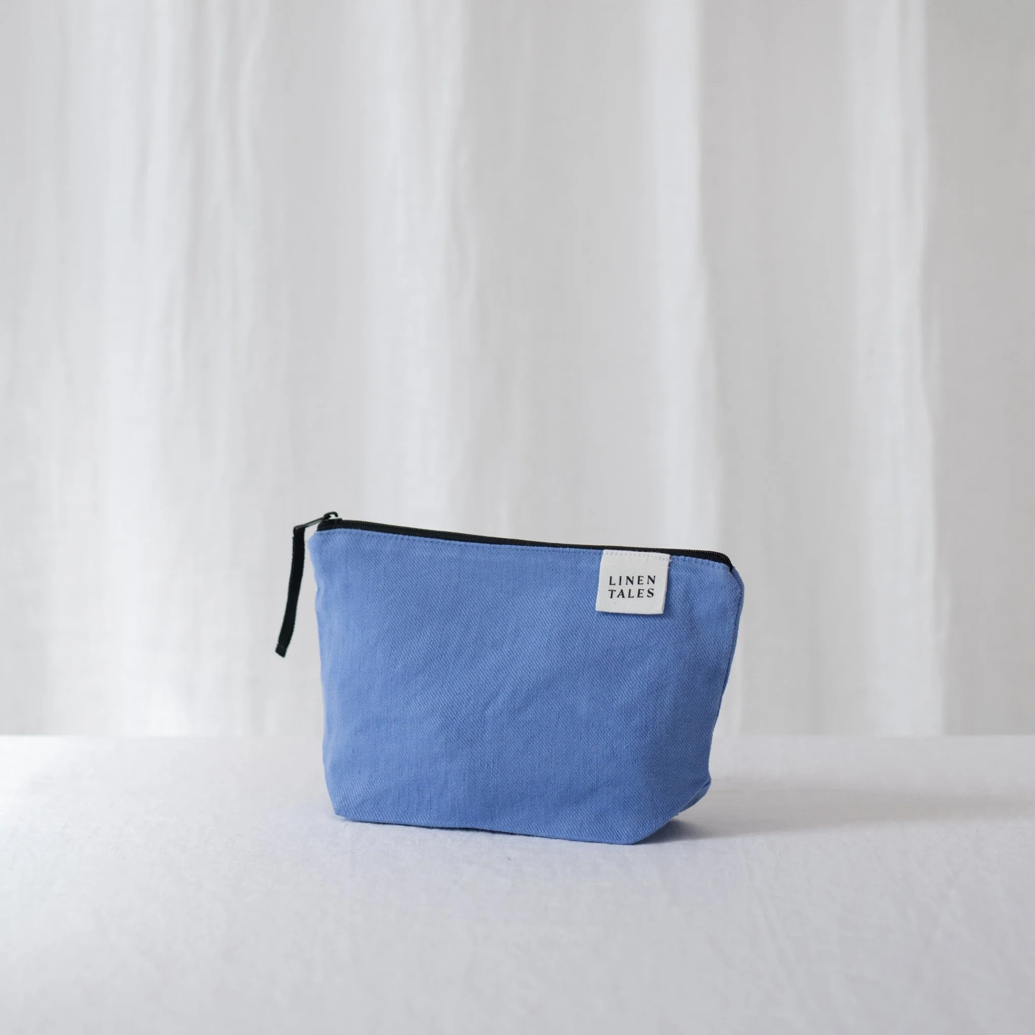 LIMITED EDITION Linen Tales Persian Blue Twill Linen Makeup Pouch