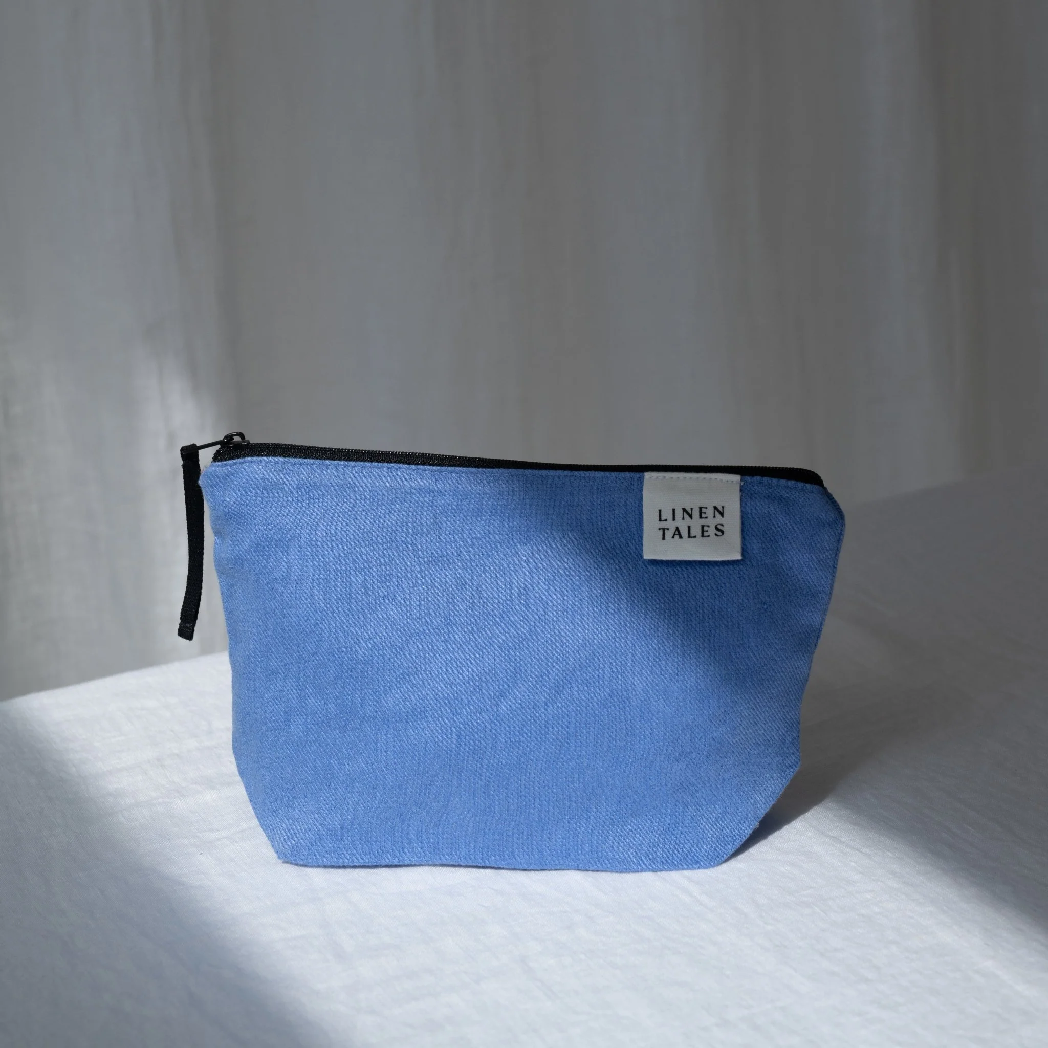 LIMITED EDITION Linen Tales Persian Blue Twill Linen Makeup Pouch - Image 2