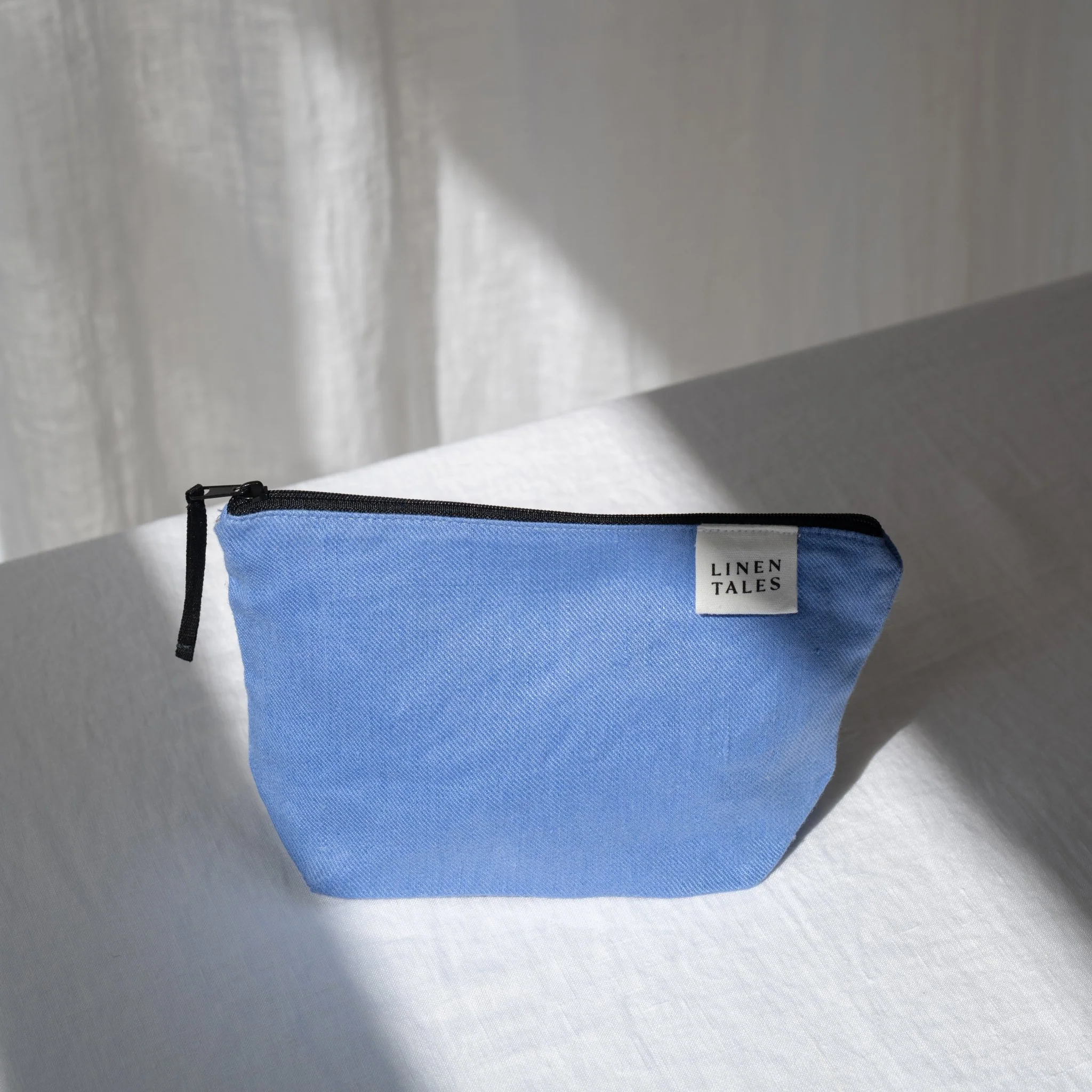 LIMITED EDITION Linen Tales Persian Blue Twill Linen Makeup Pouch - Image 3
