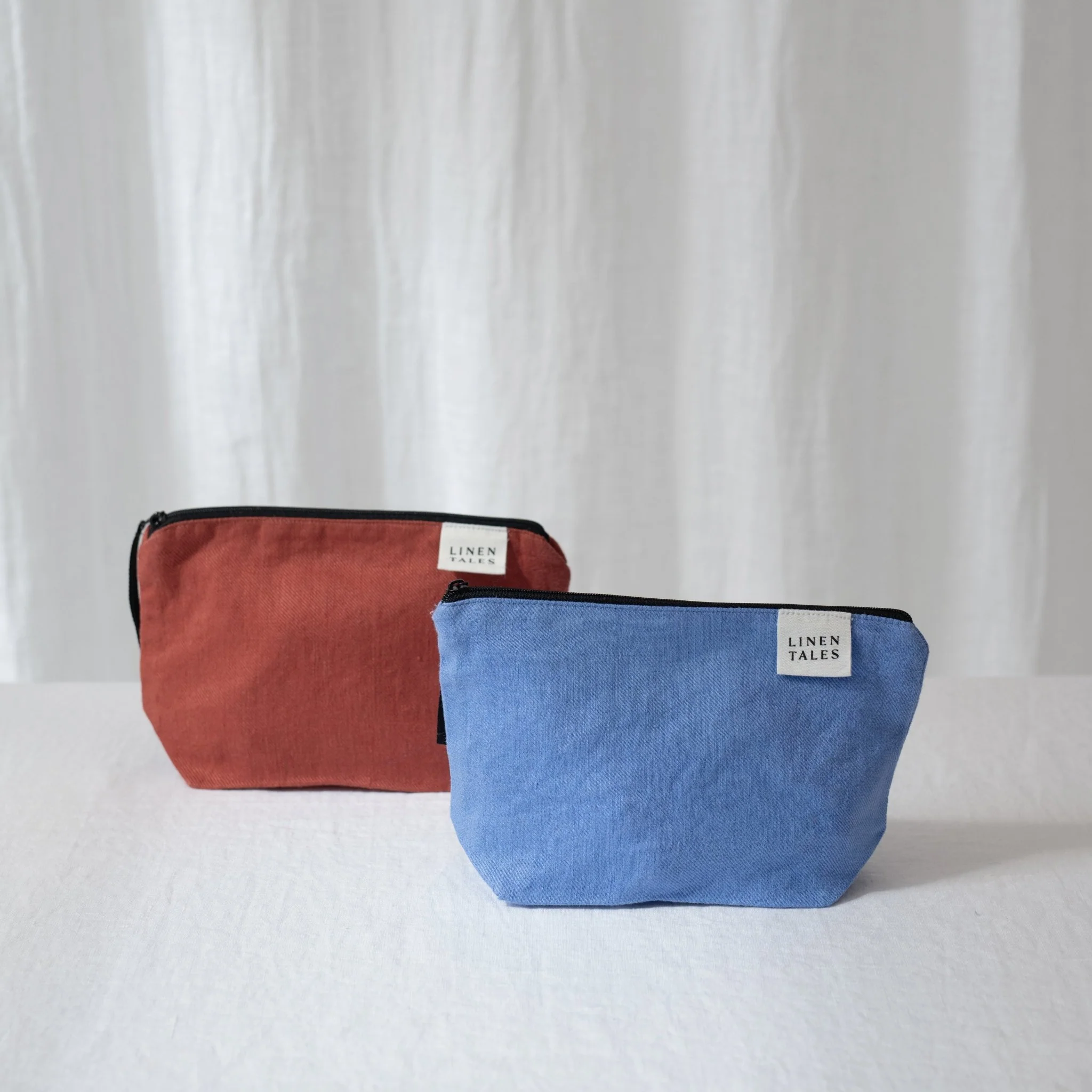 LIMITED EDITION Linen Tales Persian Blue Twill Linen Makeup Pouch - Image 5