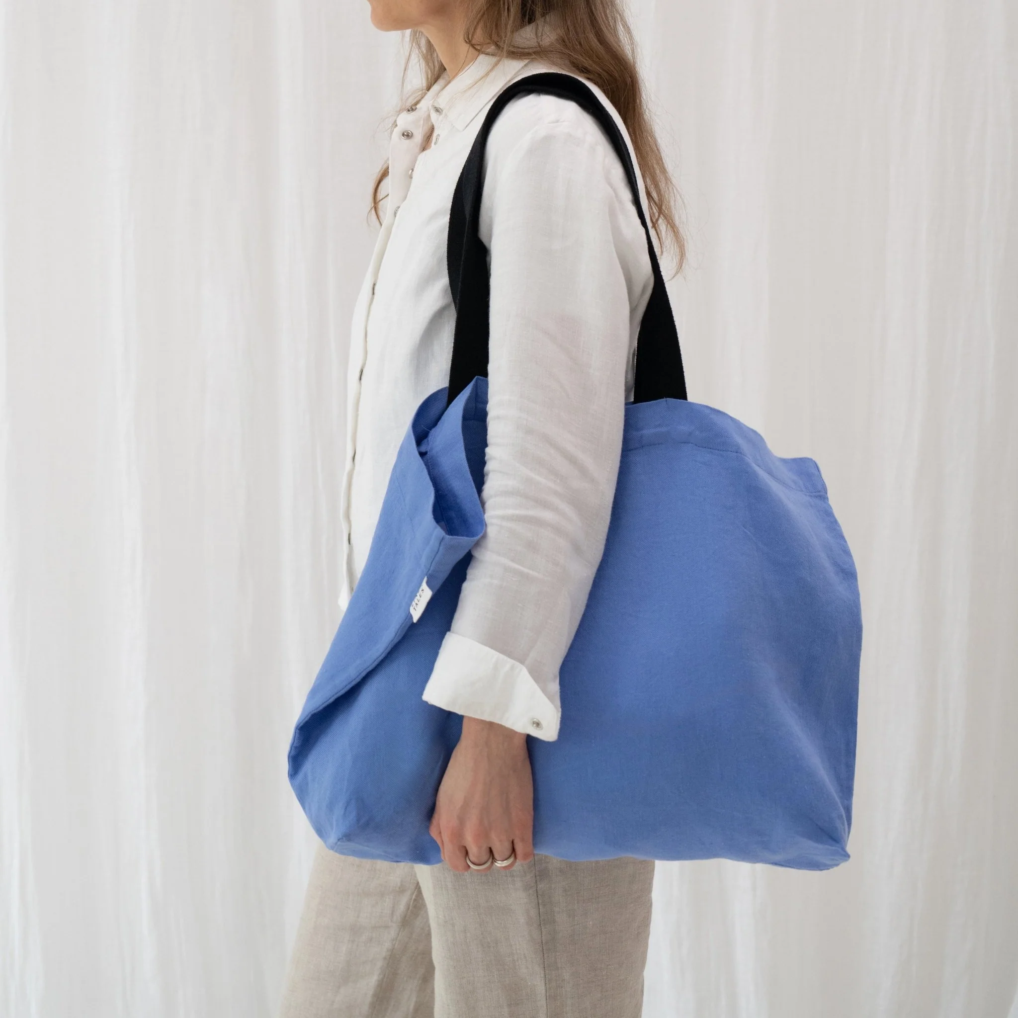 LIMITED EDITION Linen Tales Persian Blue Twill Linen Shoulder Bag