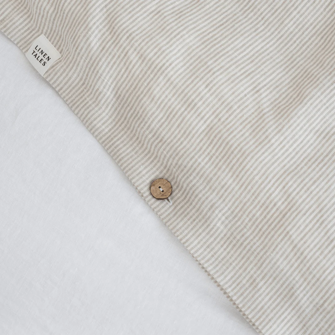 Natural Stripes Linen Duvet Cover - Image 3