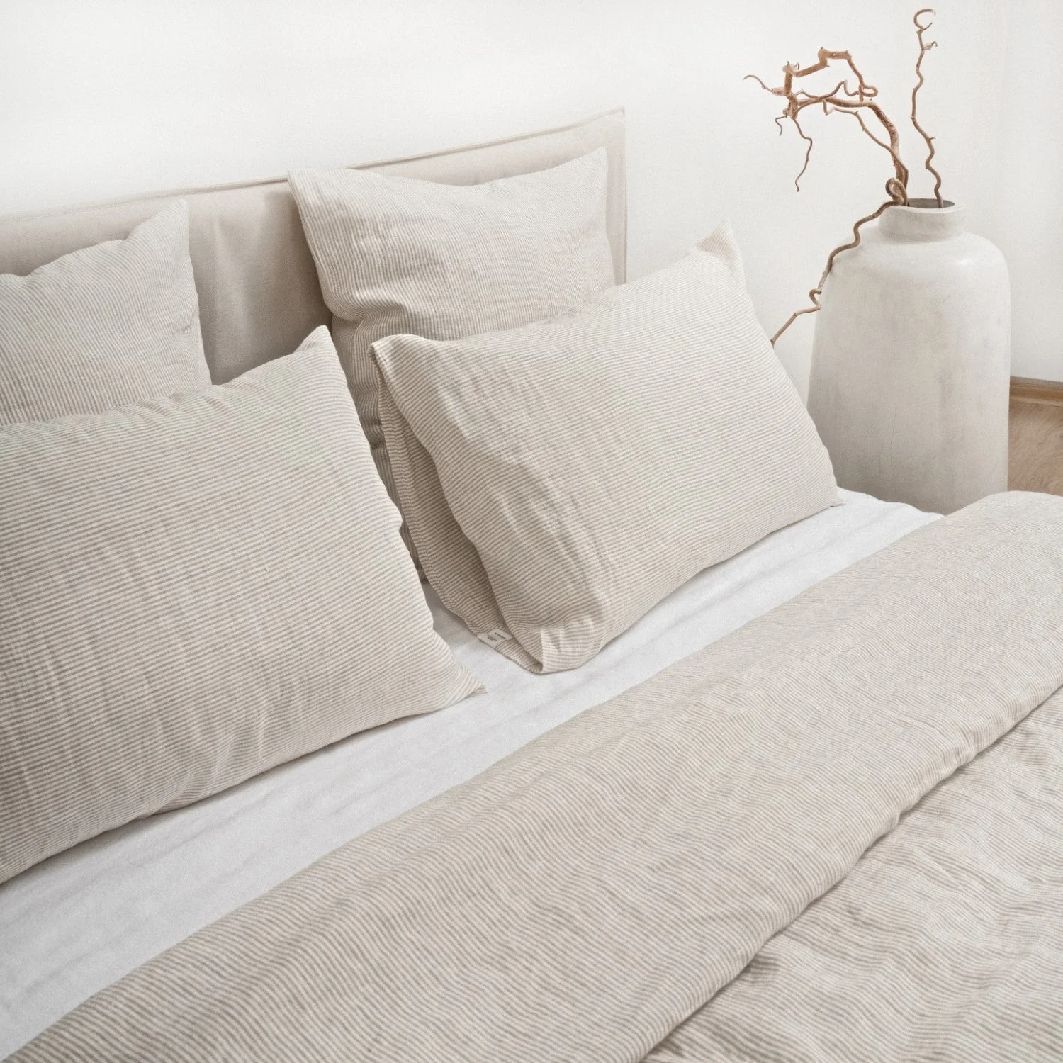 Natural Stripes Linen Duvet Cover Set - Image 3