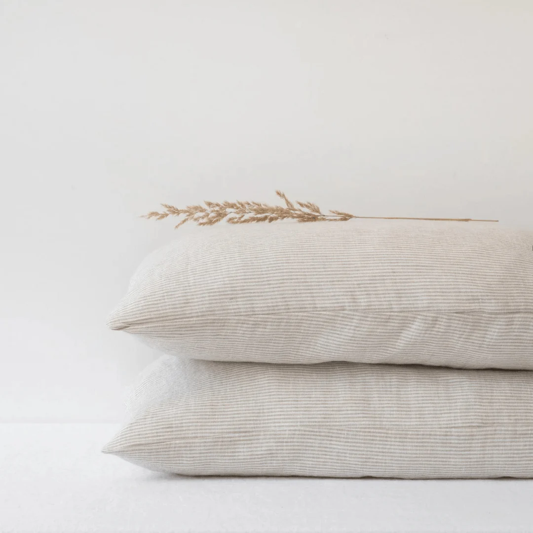 Natural Stripes Linen Pillowcase