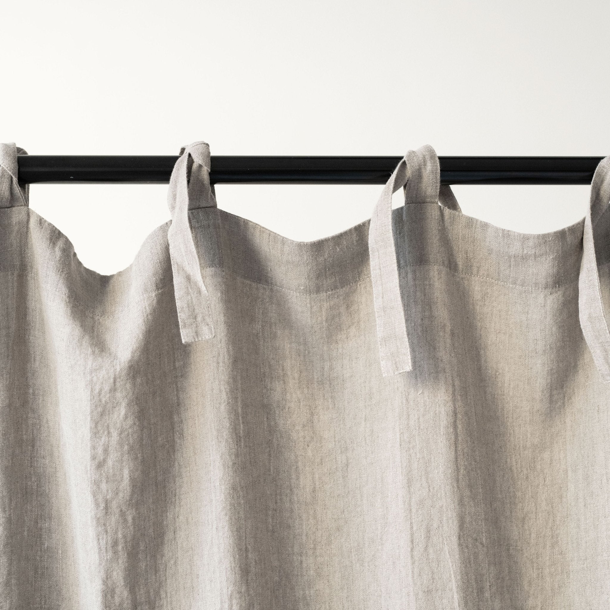 Natural Linen Night Time Tie Top Curtain Set of 2 - Image 3