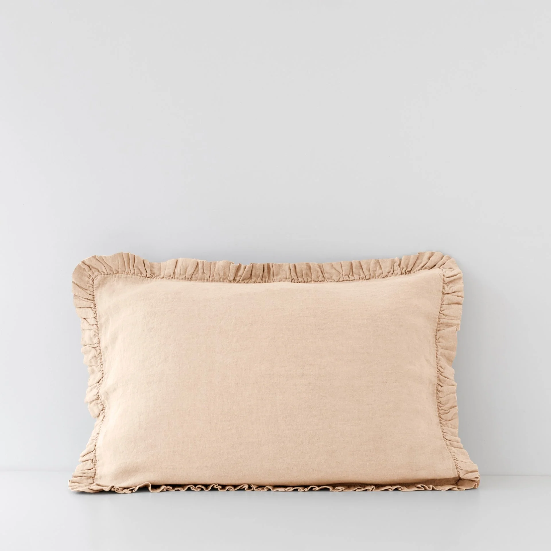 Brazilian Sand Linen Pillowcase with Frills