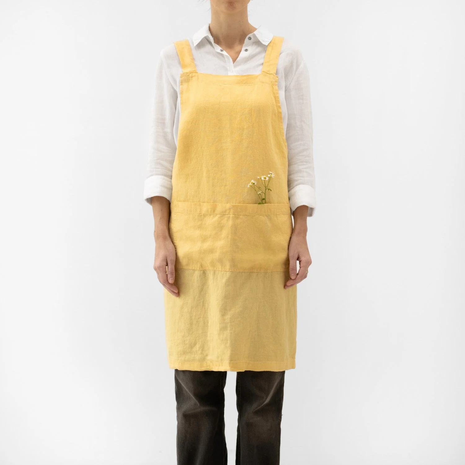 Butter Linen Crossback Apron