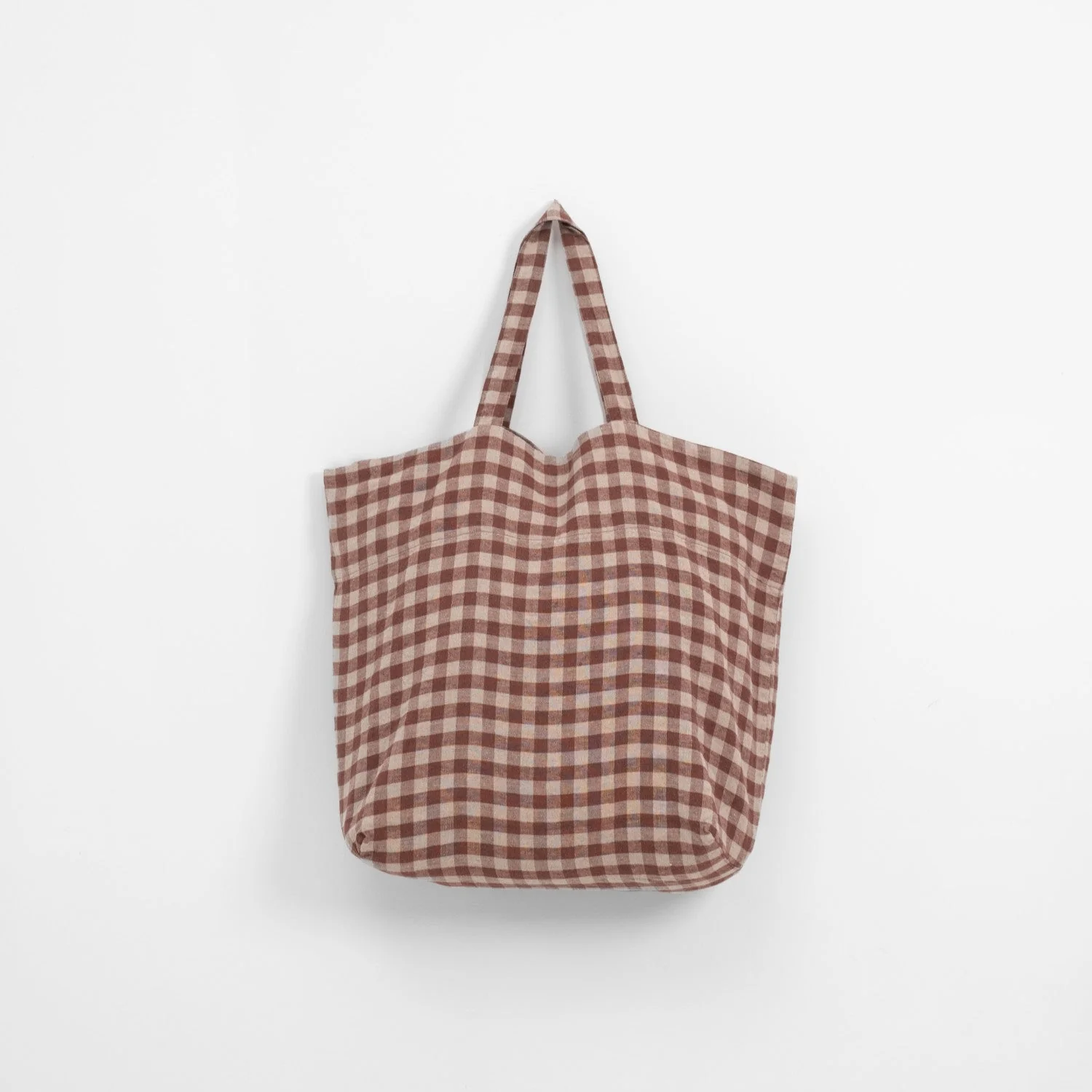 Chocolate Gingham Linen Big Bag