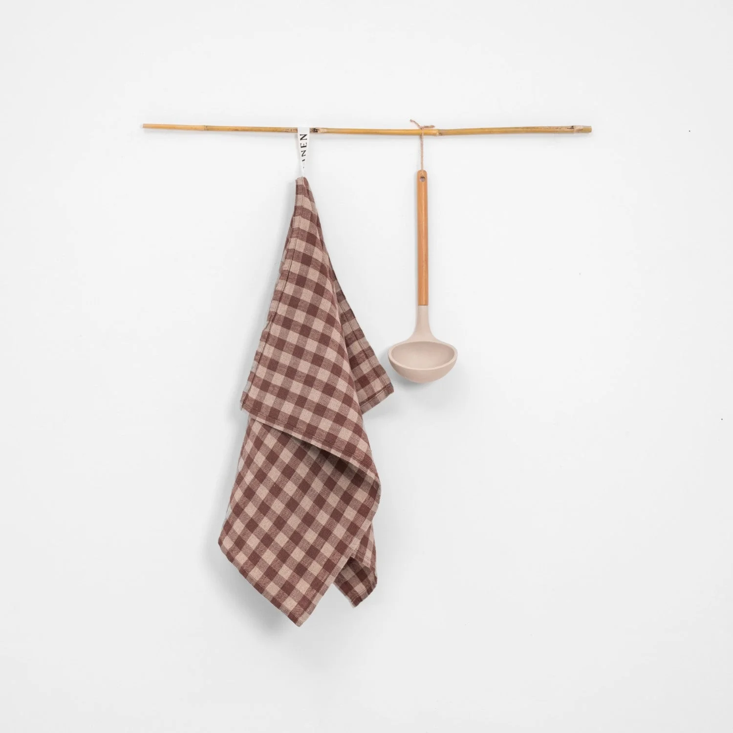 Chocolate Gingham Linen Kitchen Towel