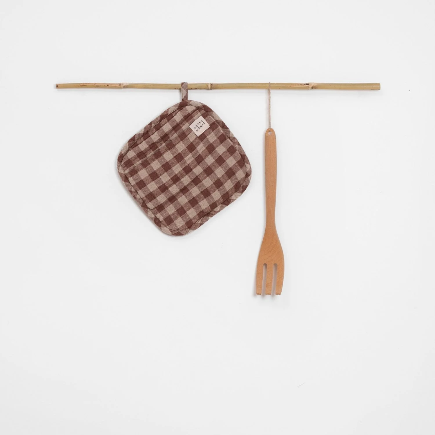 Chocolate Gingham Linen Potholder
