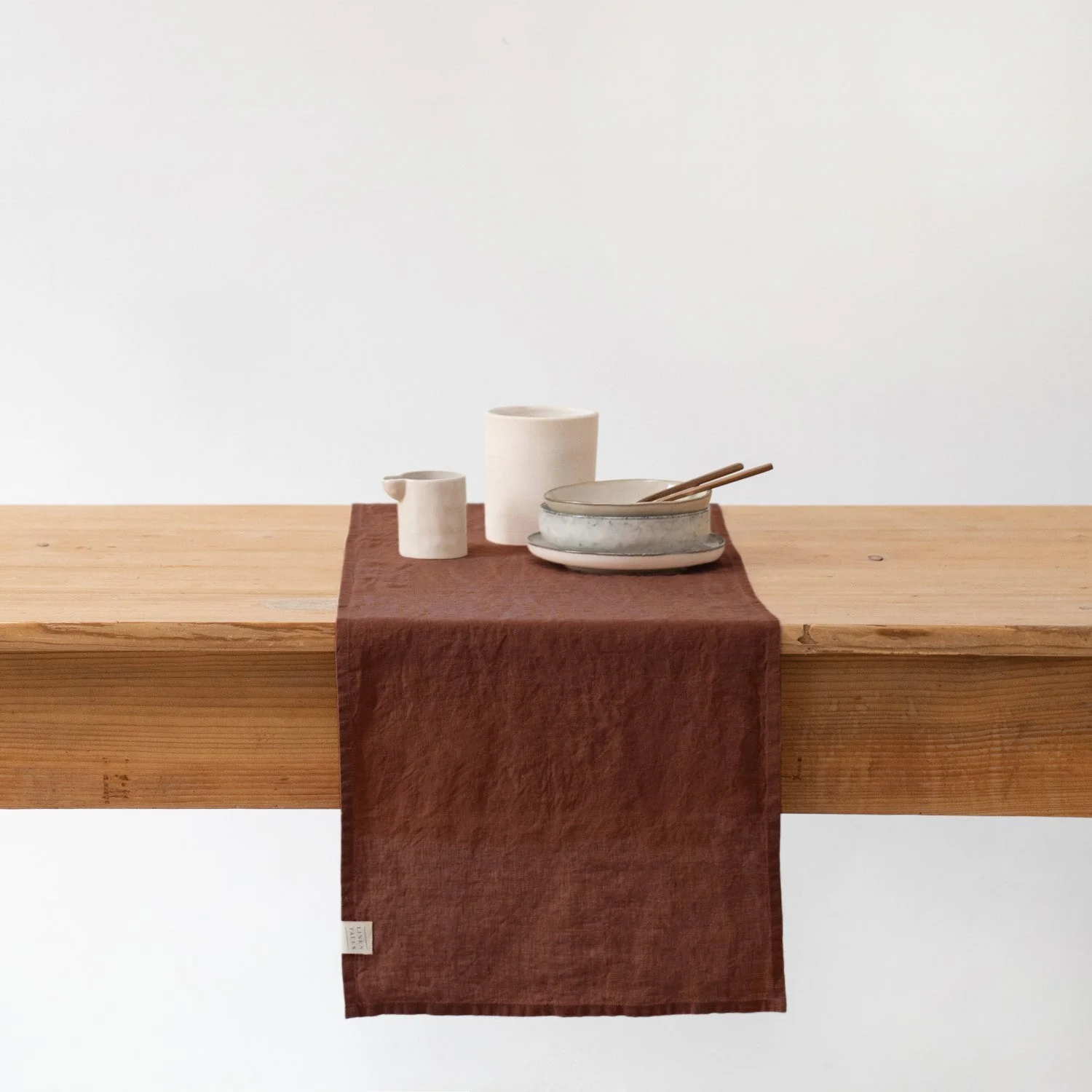 Chocolate Lightweight Linen Table Runner