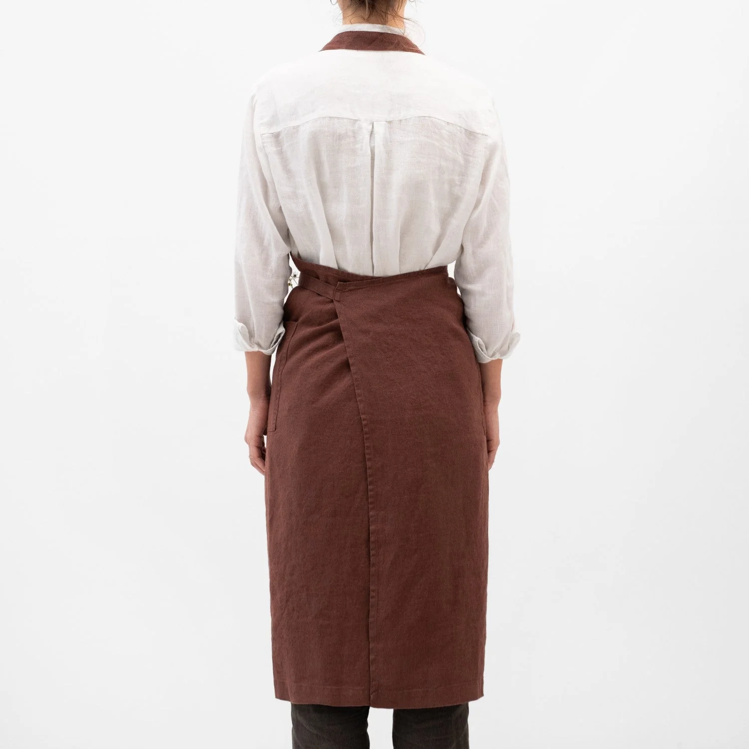 Chocolate Linen Chef Apron - Image 3