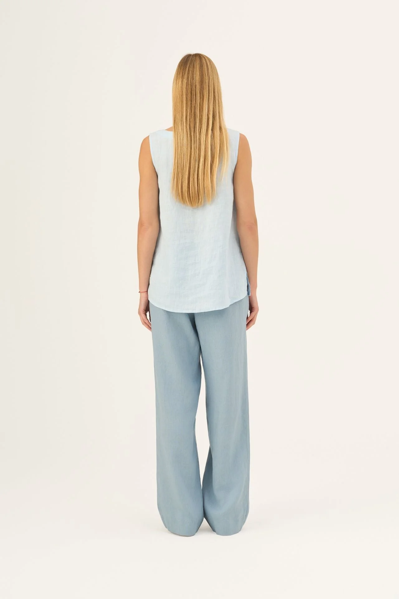 Baby Blue Linen Audrey Top - Image 3