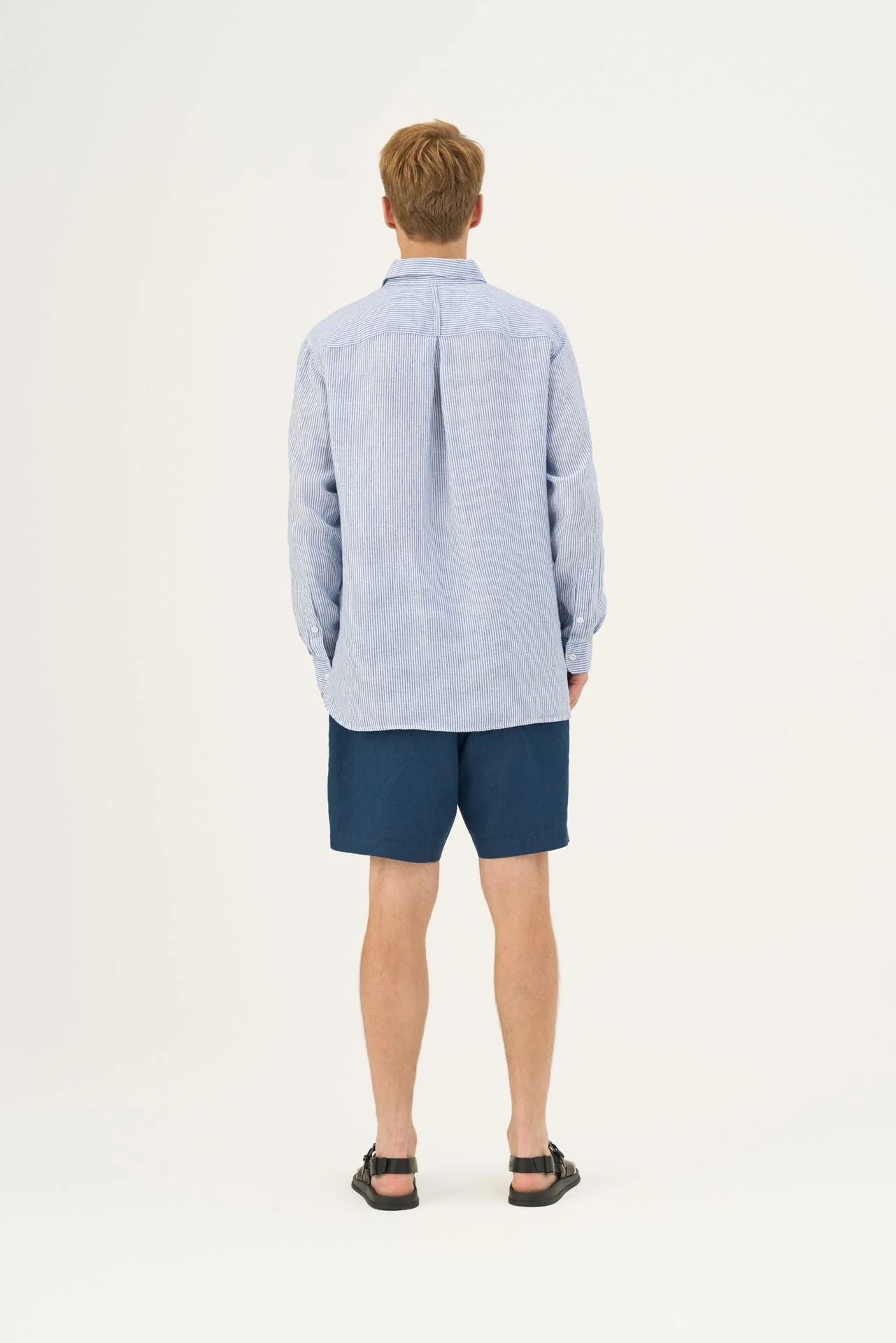 Blue White Stripes Linen Larch Shirt - Image 6